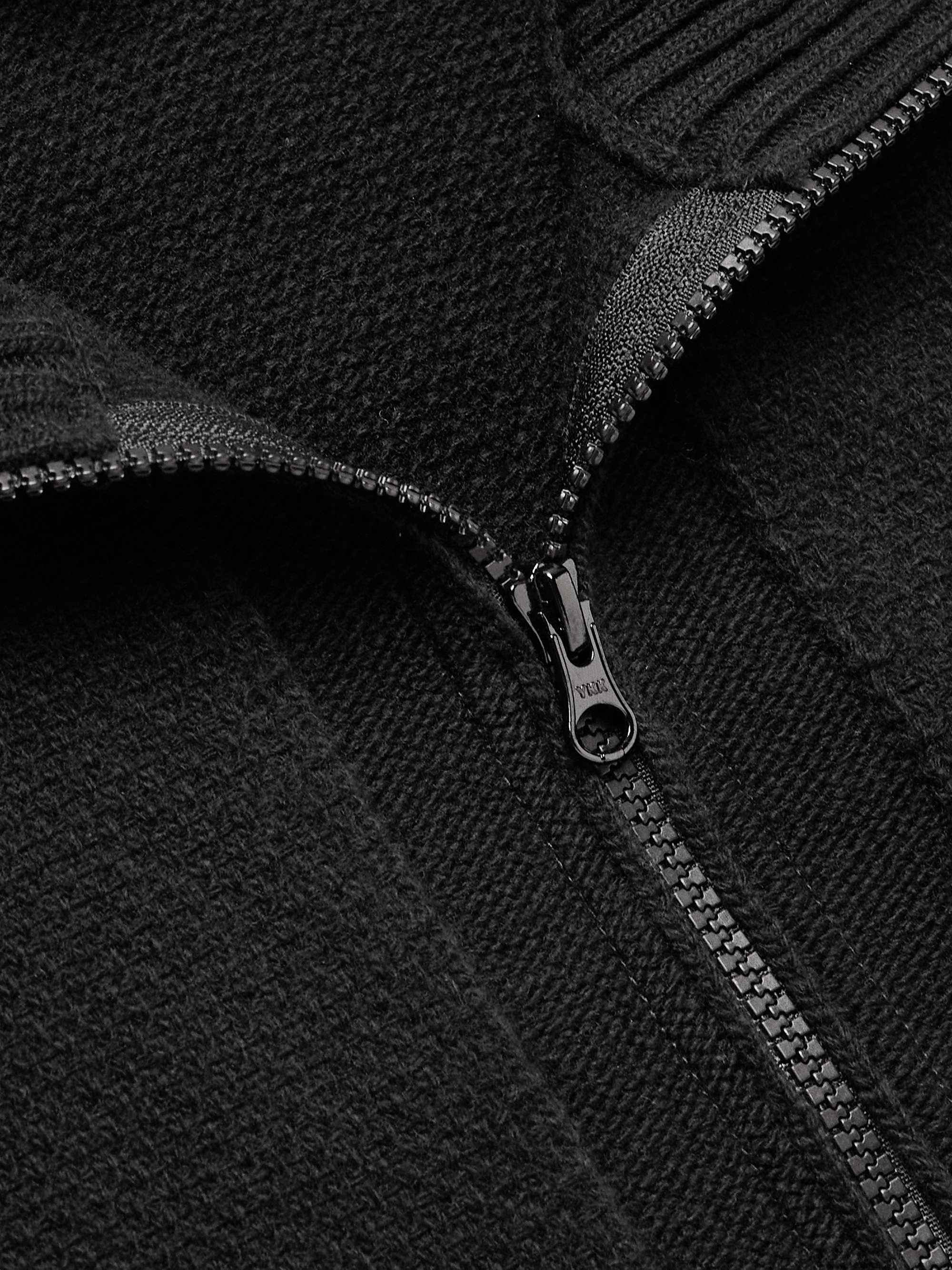STONE ISLAND Ghost Logo-Appliquéd Ribbed Wool Zip-Up Cardigan for