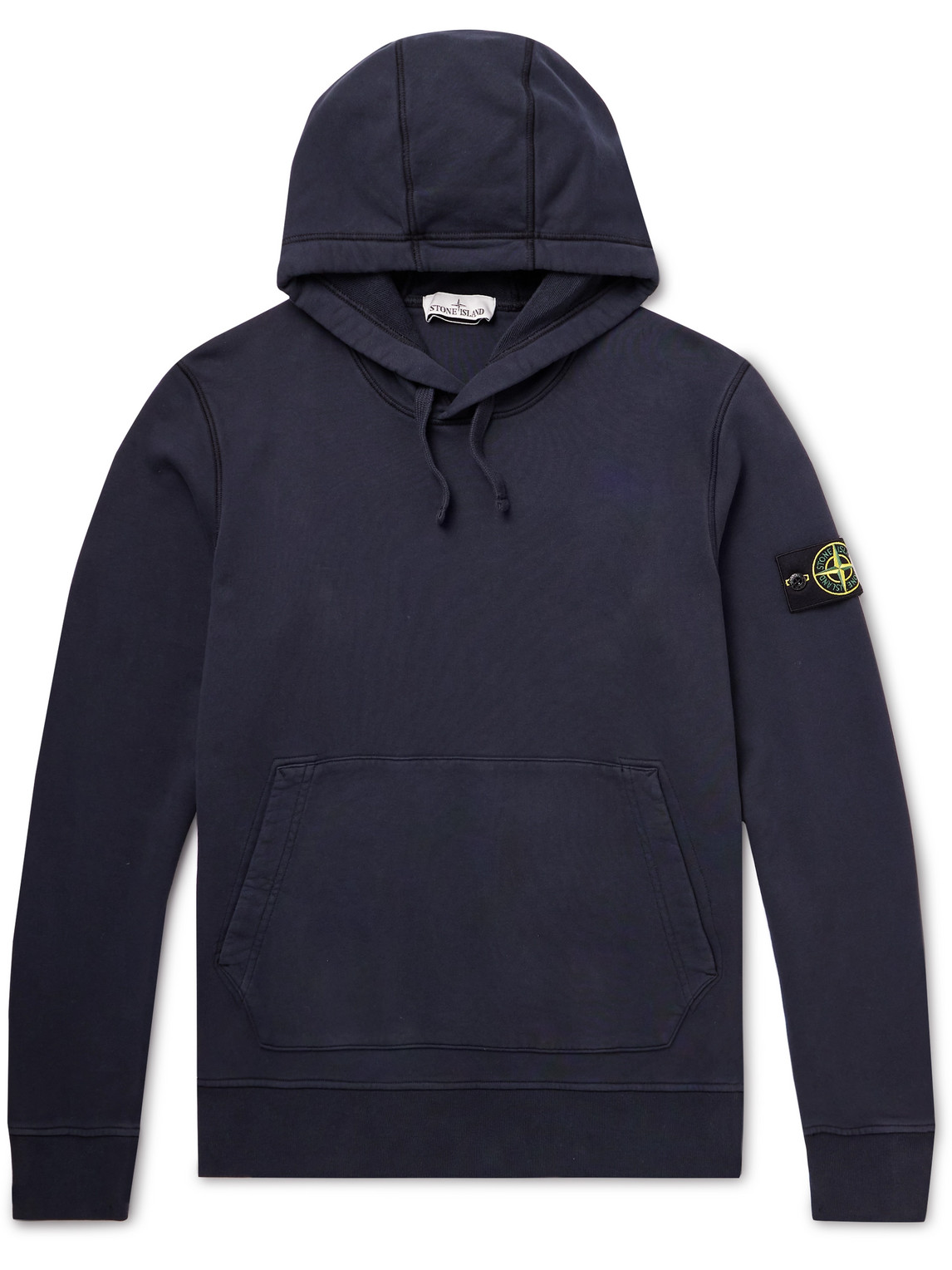 Shop Stone Island Logo-appliquéd Cotton-jersey Hoodie In Blue