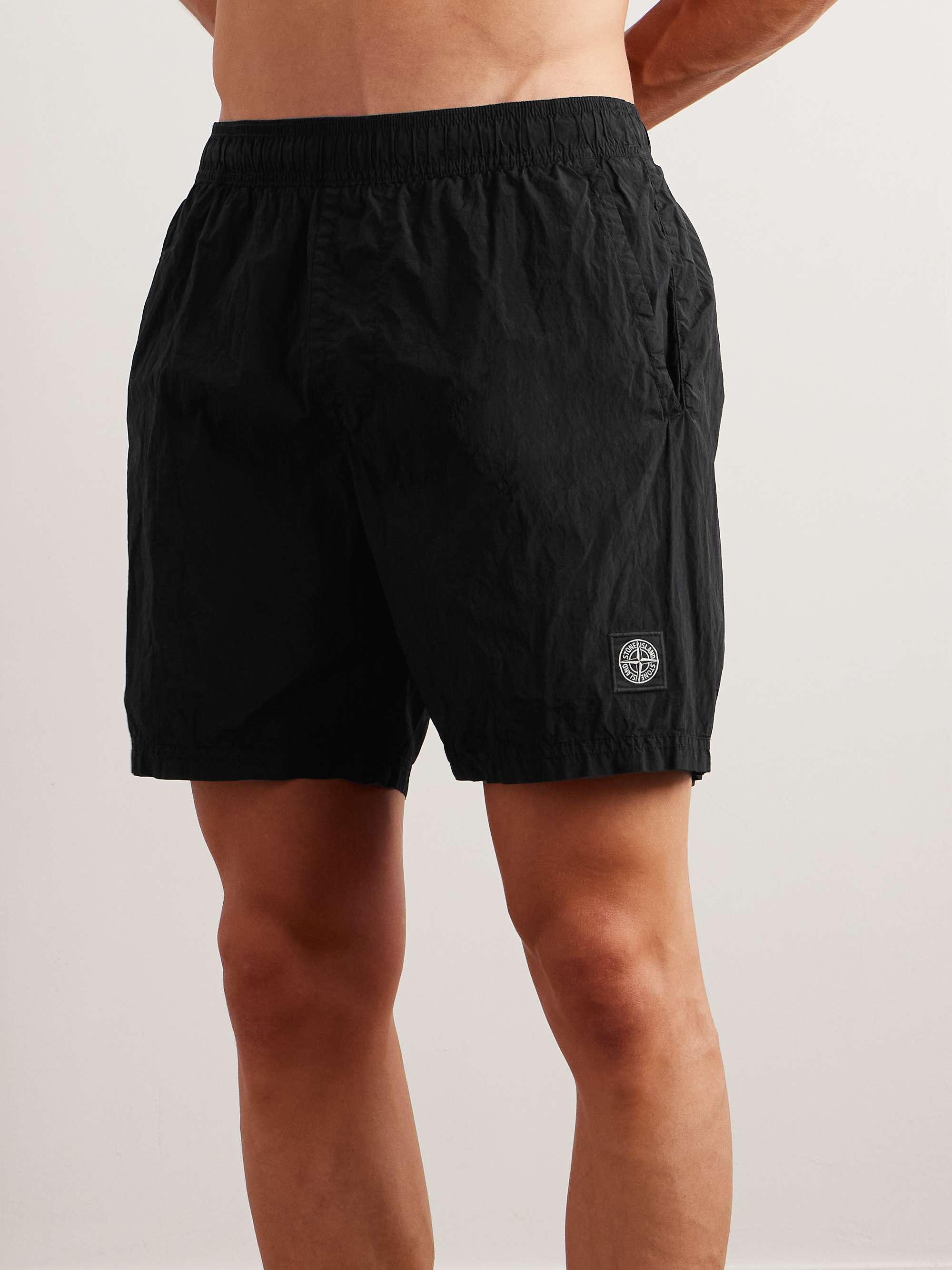 STONE ISLAND Straight-Leg Mid-Length Logo-Appliquéd Nylon Metal Swim ...