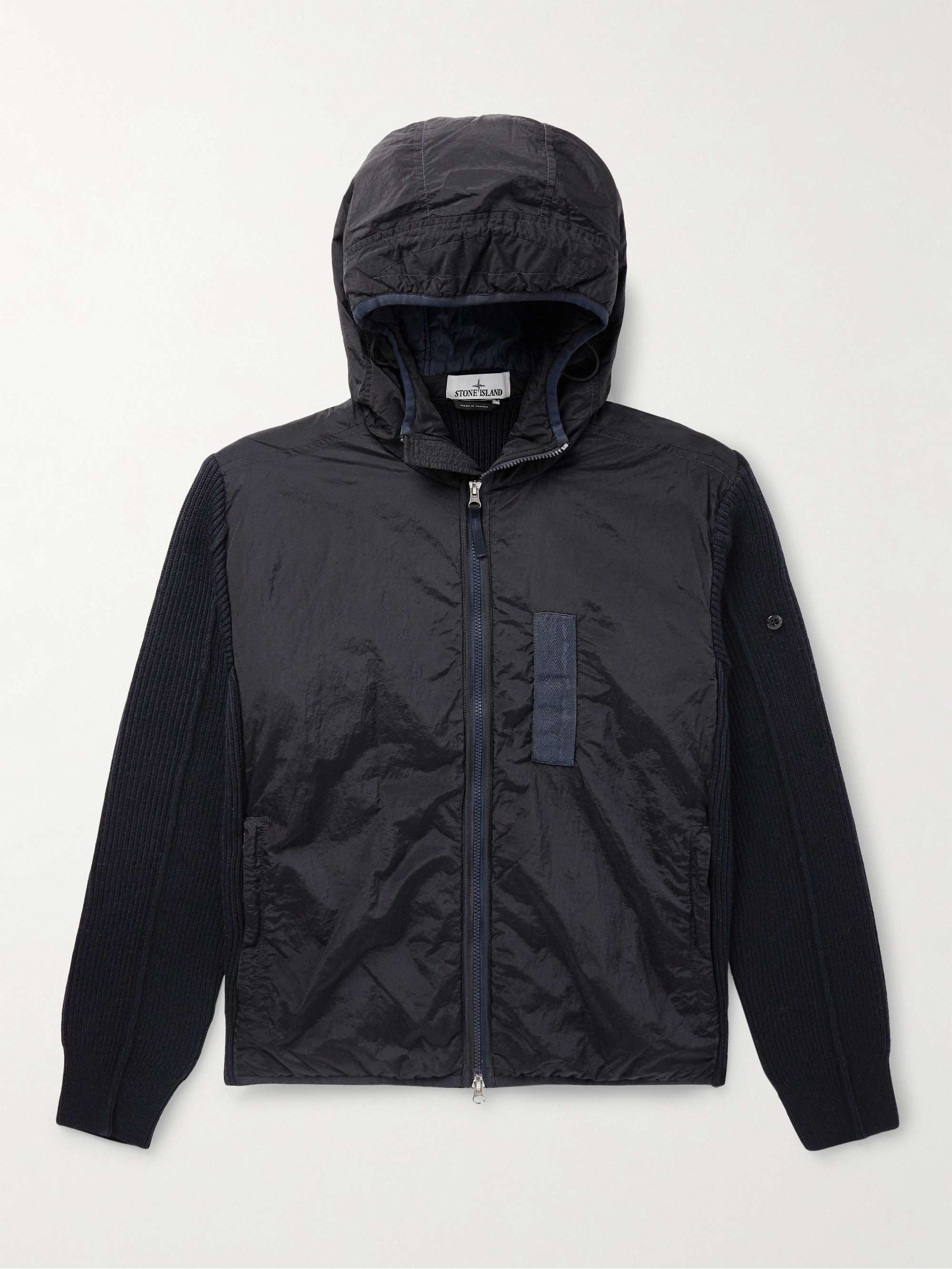 STONE ISLAND Slim-Fit Panelled Nylon Metal and Ribbed Virgin Wool ...