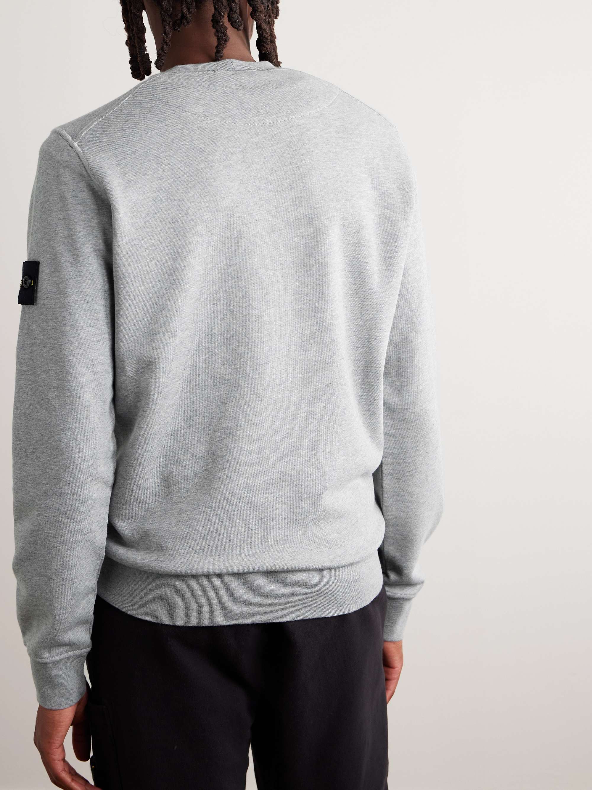 STONE ISLAND Logo-Appliquéd Garment-Dyed Cotton-Jersey Sweatshirt for Men |  MR PORTER