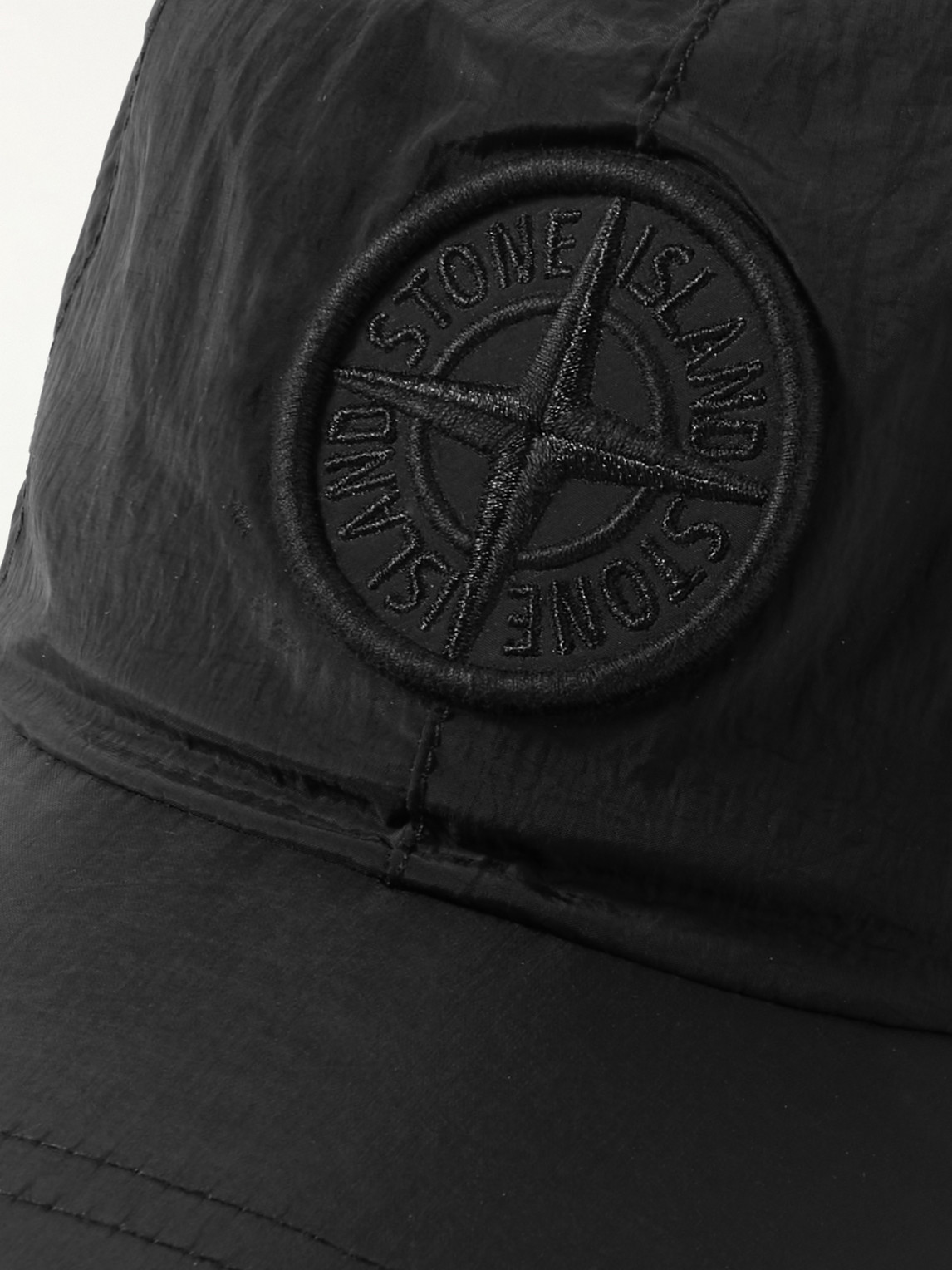 Shop Stone Island Logo-appliquéd Crinkled-econyl® Cap In Black