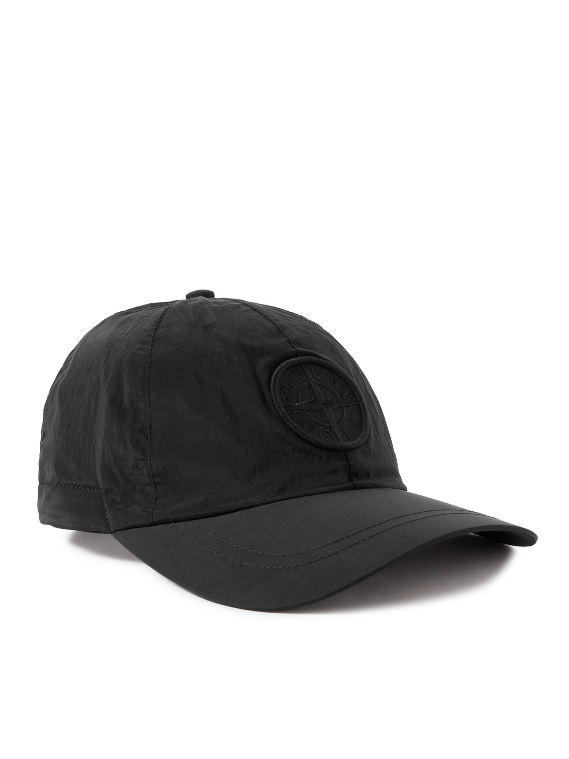 Stone Island Logo-appliquéd Crinkled-econyl® Cap In Black