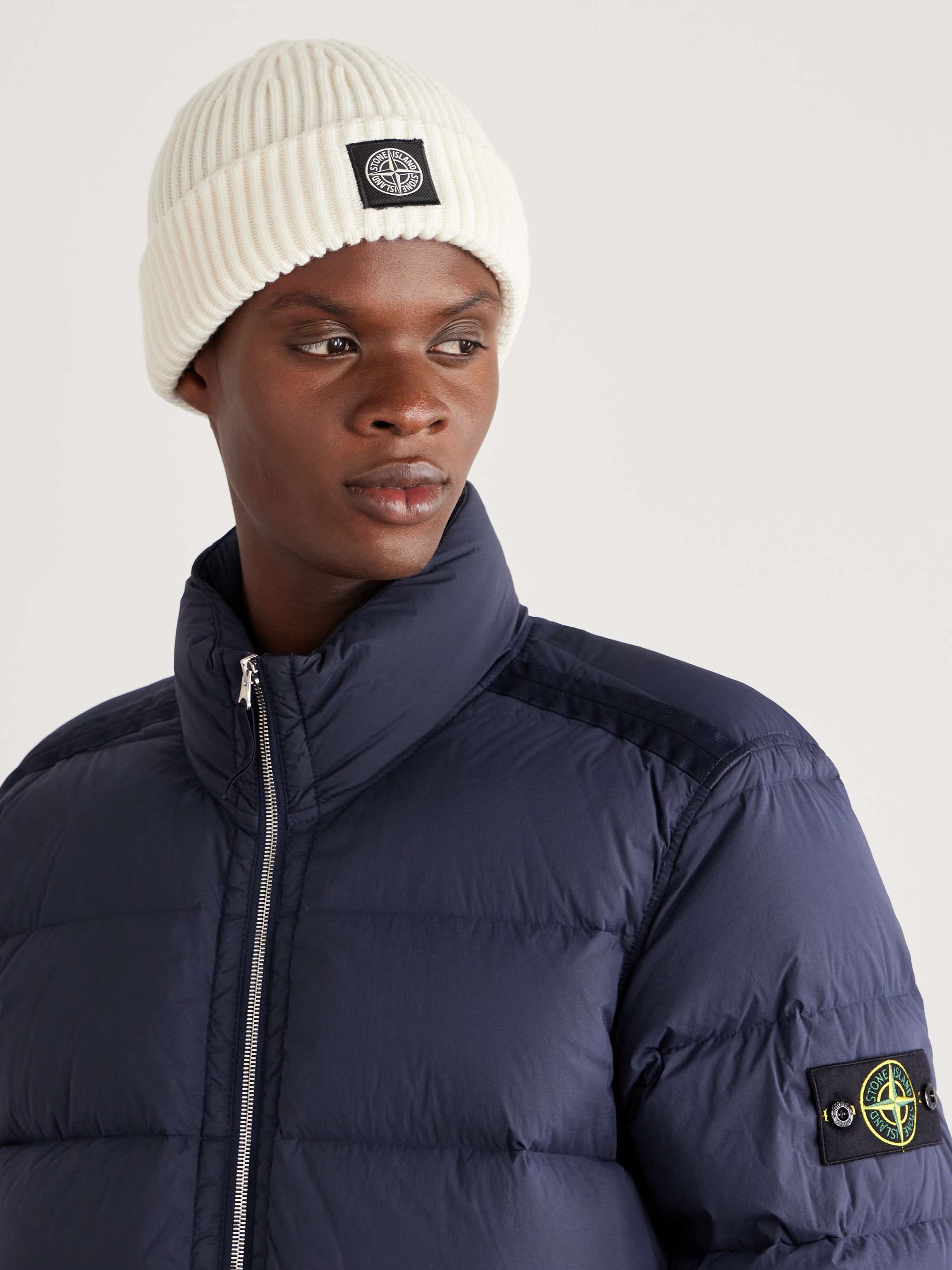 STONE ISLAND LogoAppliquéd Ribbed Wool Beanie for Men MR PORTER