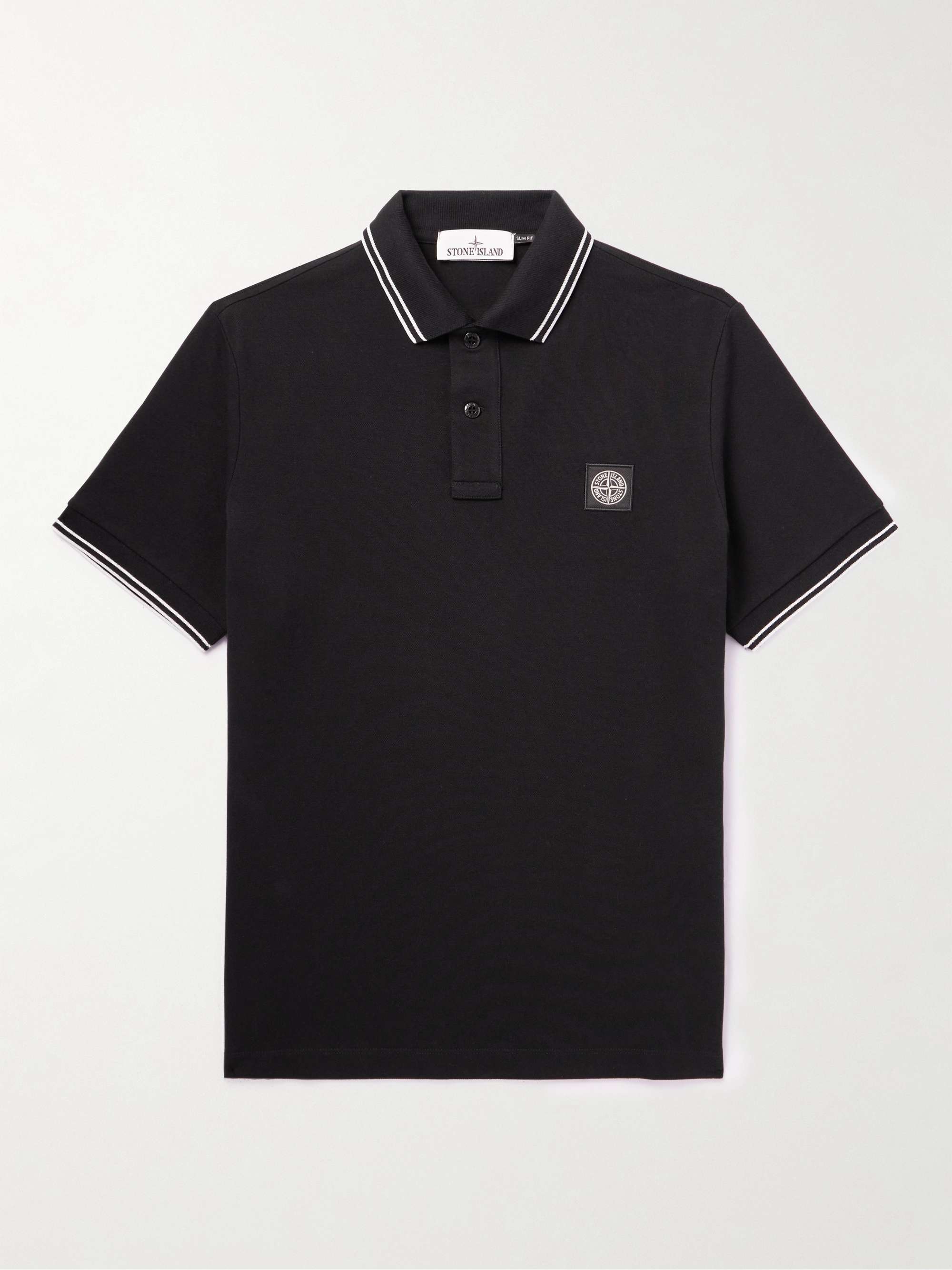 STONE ISLAND Logo-Appliquéd Cotton-Blend Piqué Polo Shirt for Men | MR ...