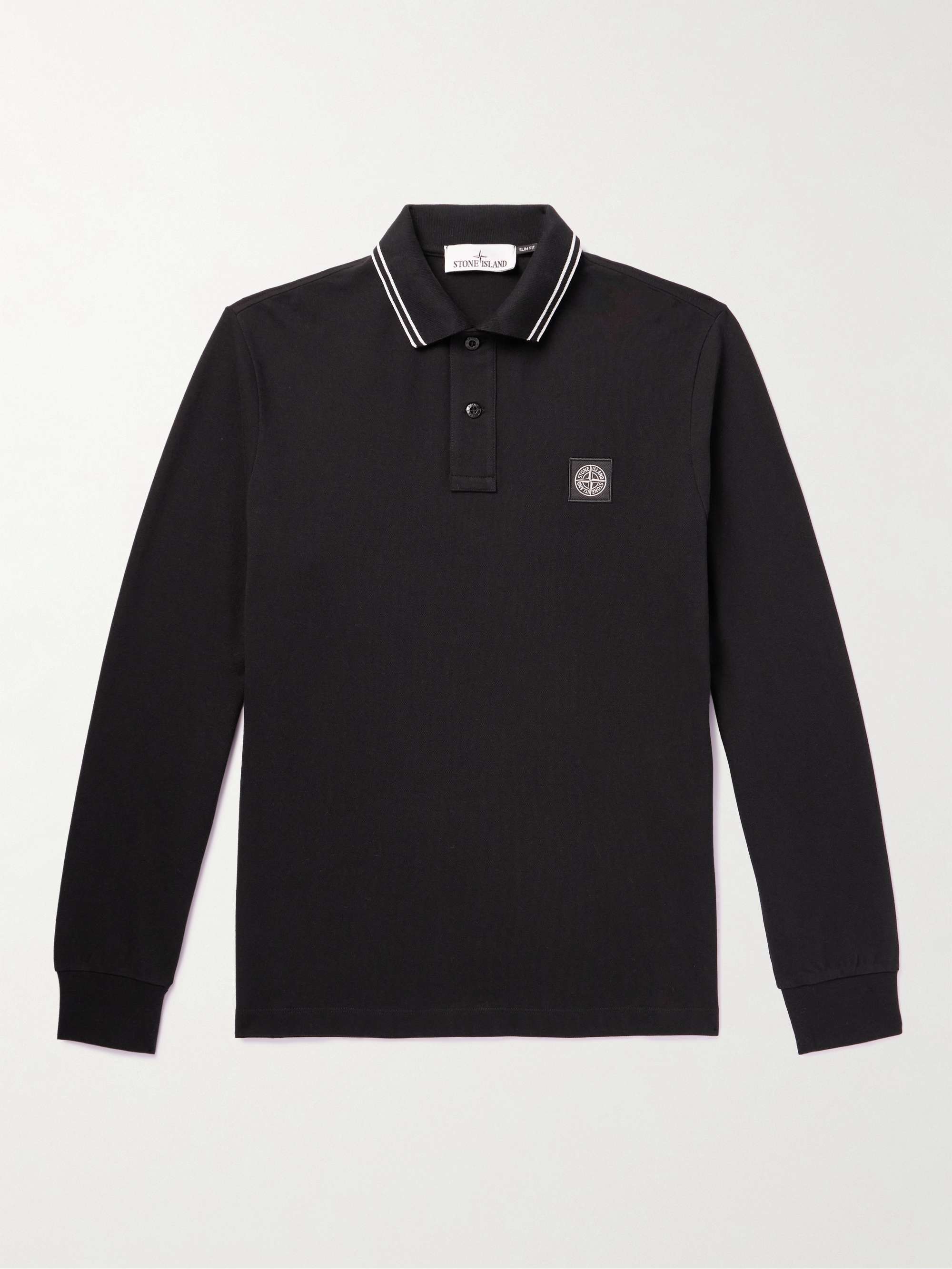 STONE ISLAND Logo-Appliquéd Stretch-Cotton Piqué Polo Shirt for Men ...