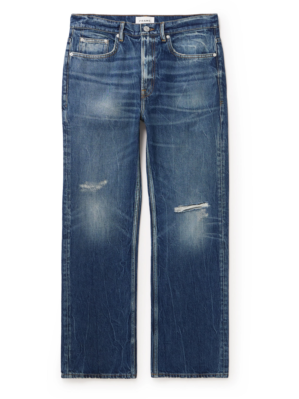 FRAME THE BOXY STRAIGHT-LEG DISTRESSED JEANS