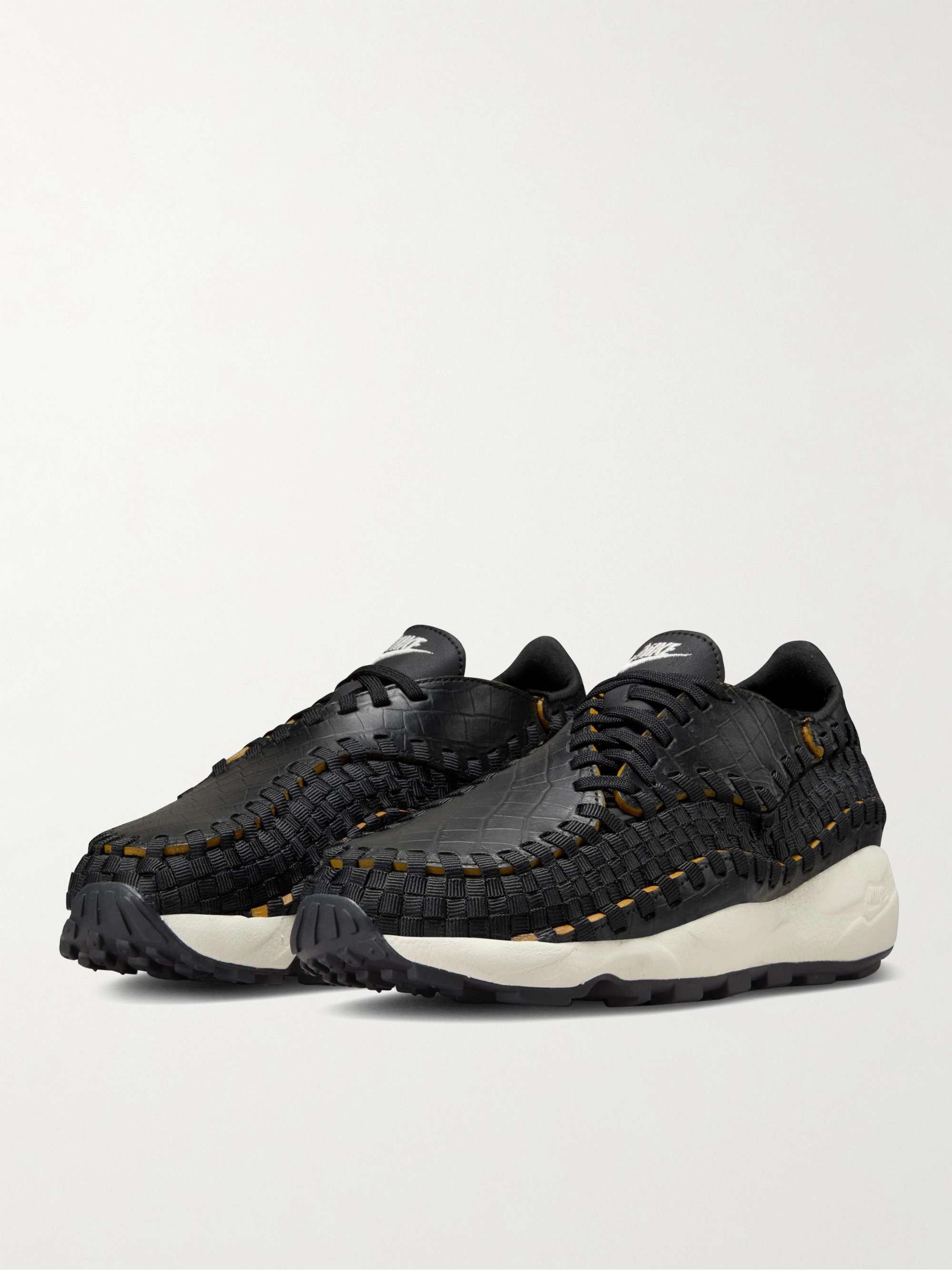 NIKE Air Footscape Stretch-Knit and Croc-Effect Leather Sneakers for ...