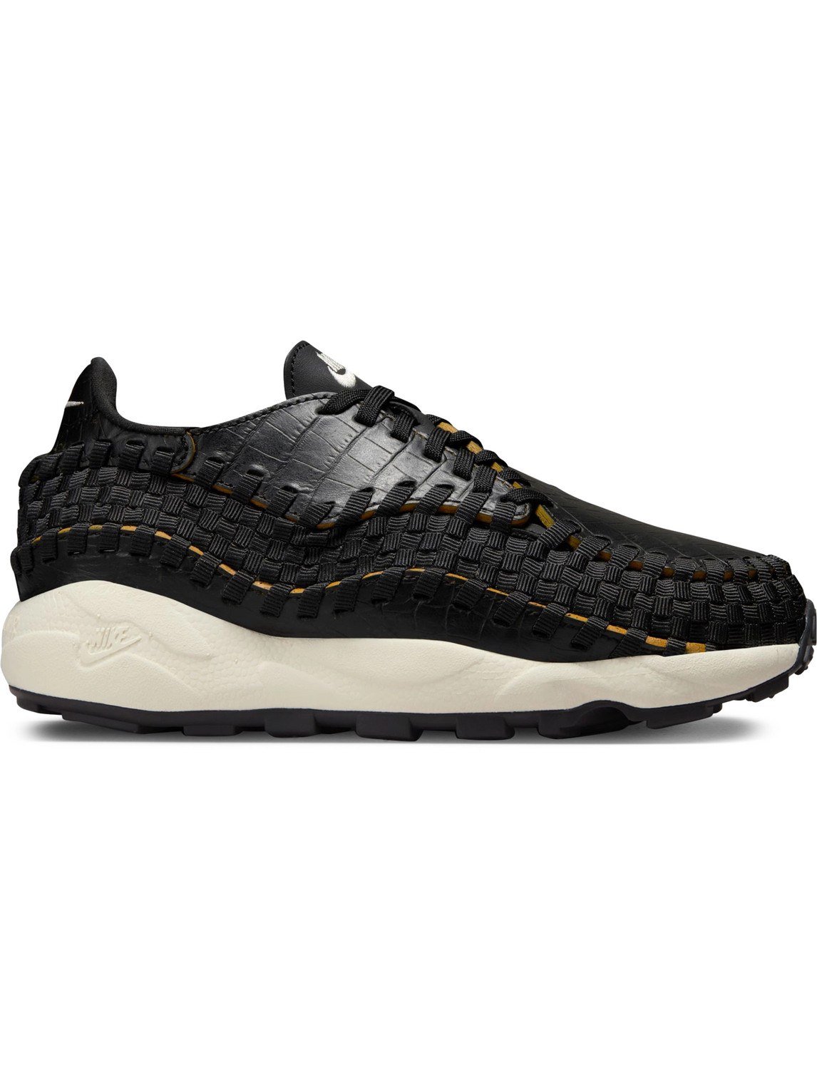 Nike Air Footscape Paneled Woven Webbing And Croc-effect Leather Sneakers