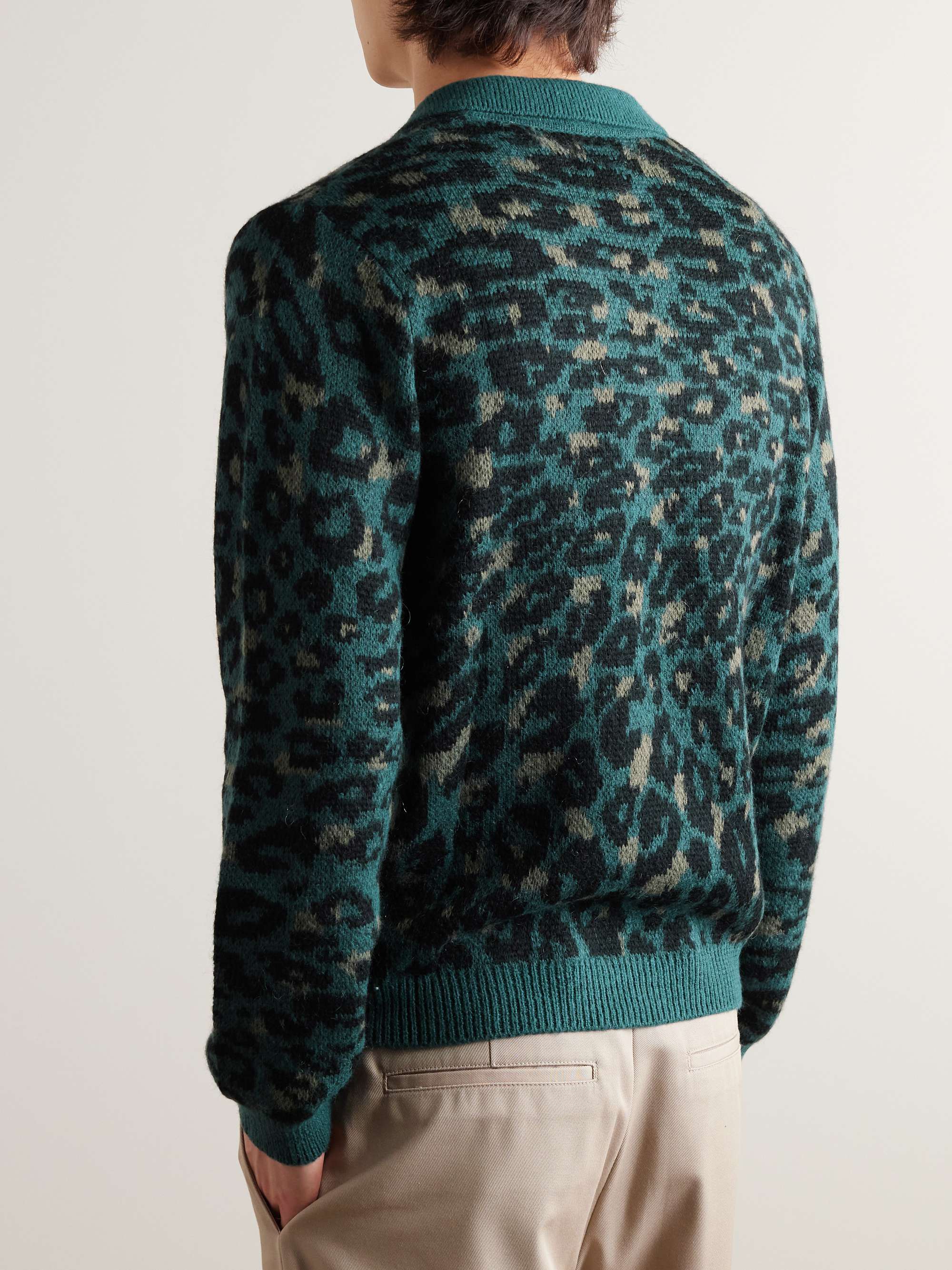 SATURDAYS NYC Beauchamp Leopard-Print Knitted Polo Shirt for Men | MR ...