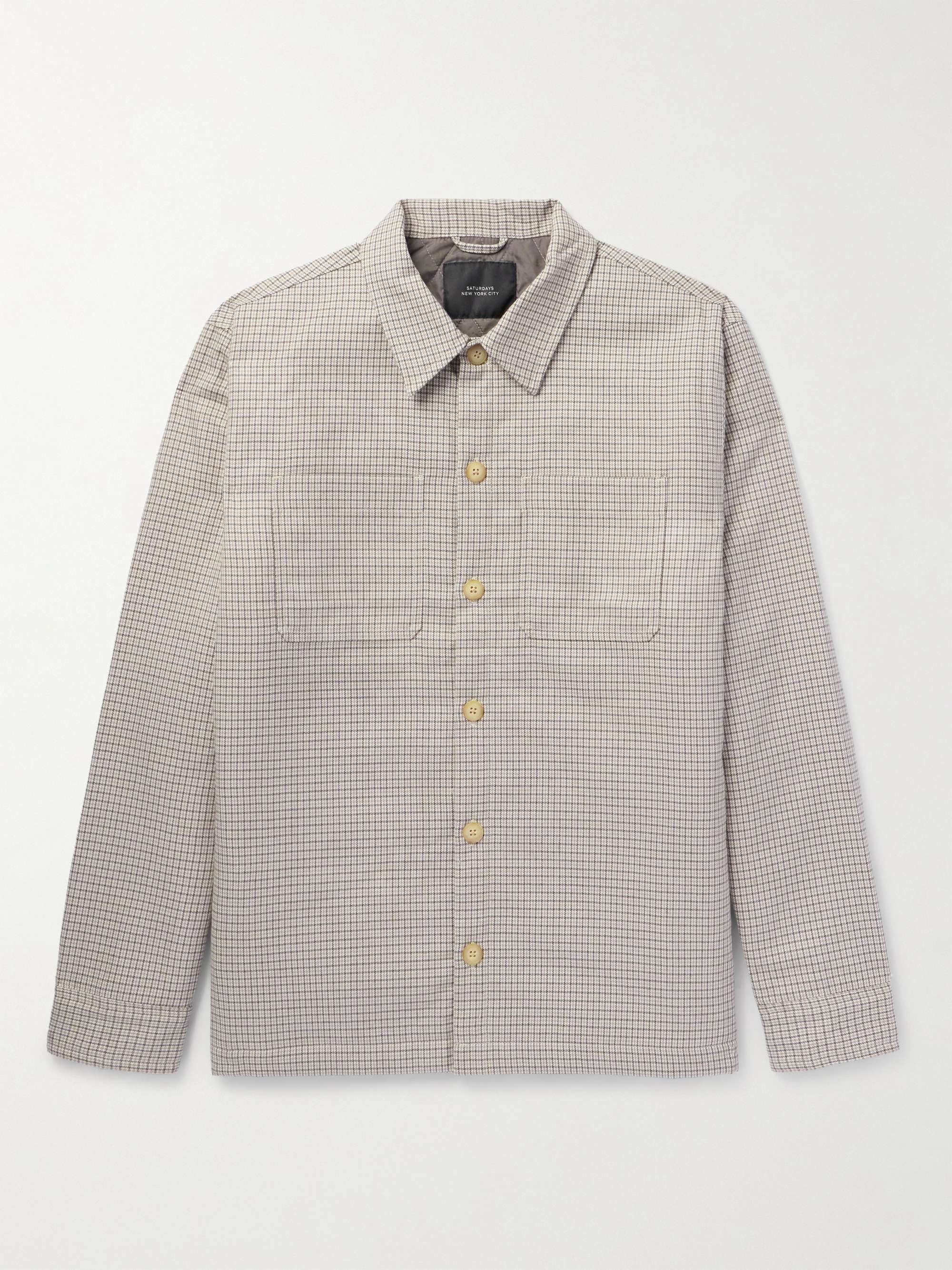SATURDAYS NYC Rhodes Puppytooth Padded Woven Overshirt for Men | MR PORTER