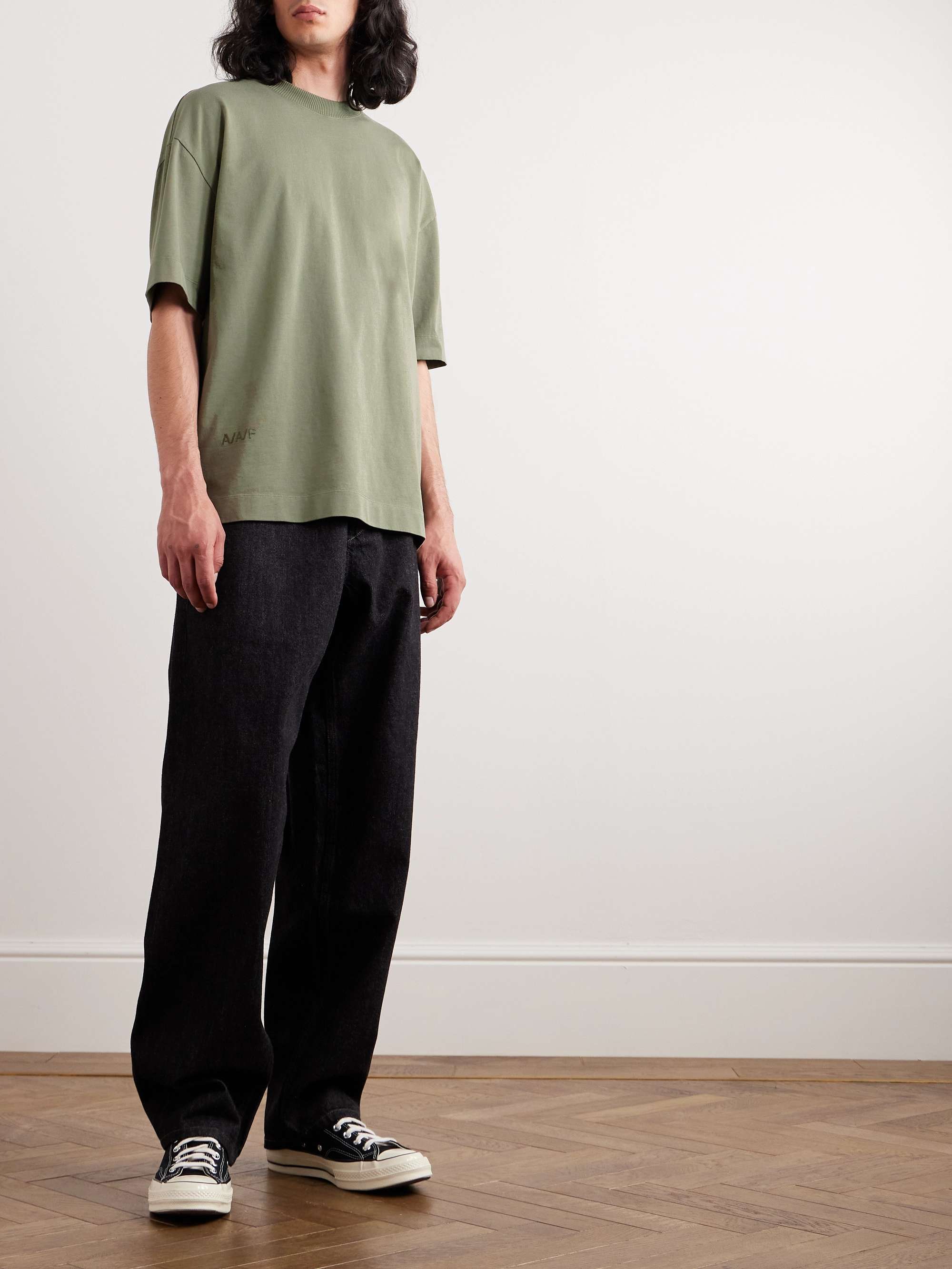 APPLIED ART FORMS LM14 SlimFit LogoEmbroidered CottonJersey TShirt