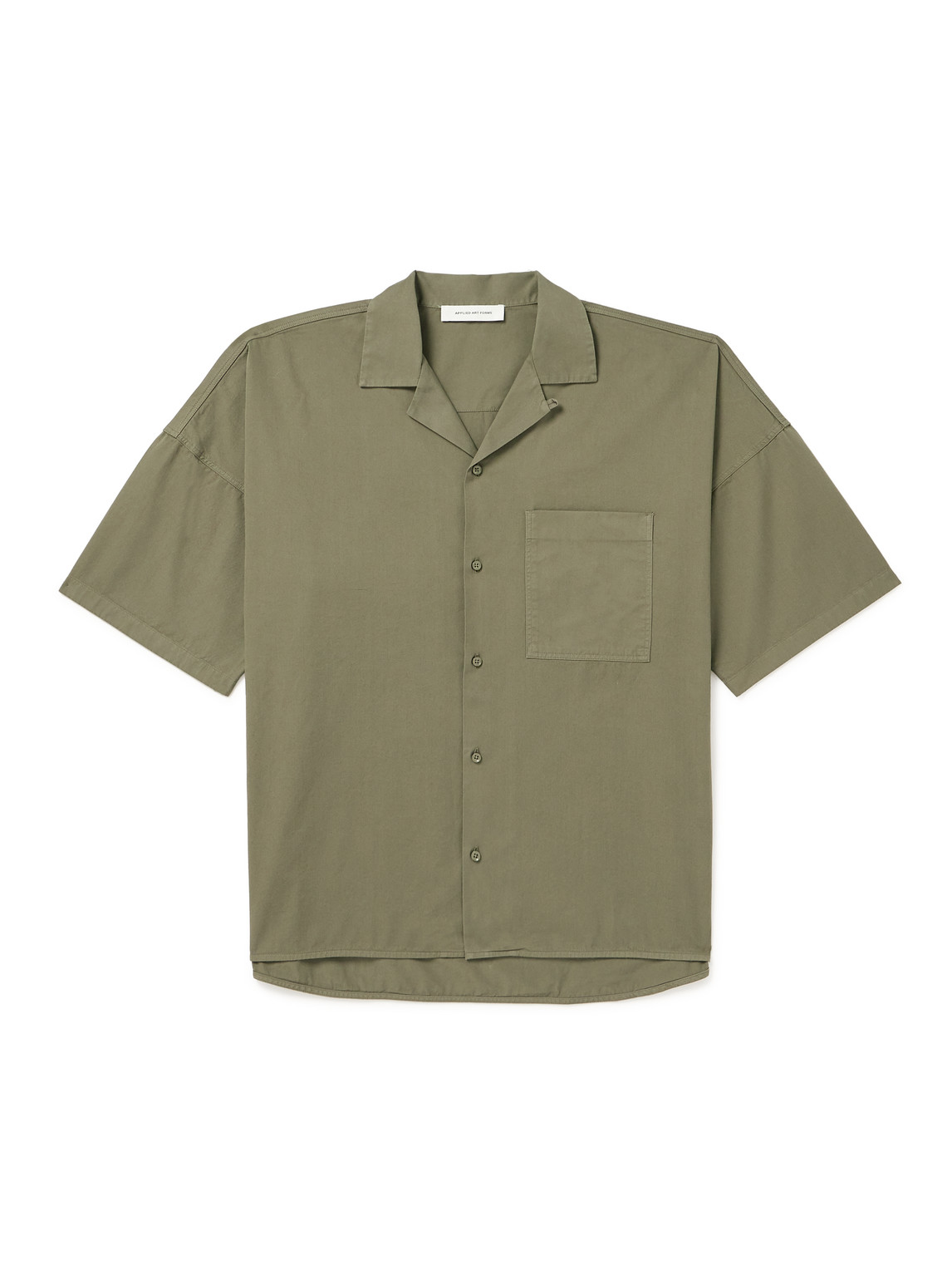 Applied Art Forms Pm2-1 Oversized Convertible-collar Cotton-twill Shirt In Green