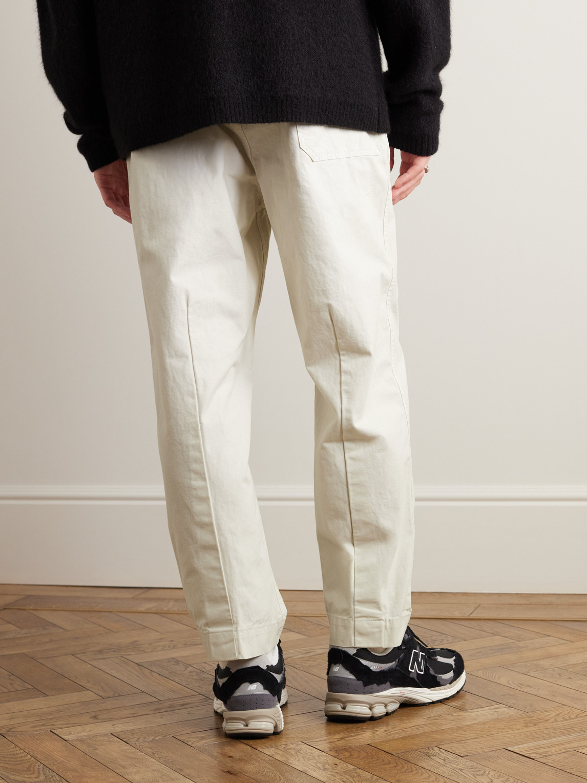 Shop Applied Art Forms Dm1-1 Straight-leg Cotton-canvas Trousers In White