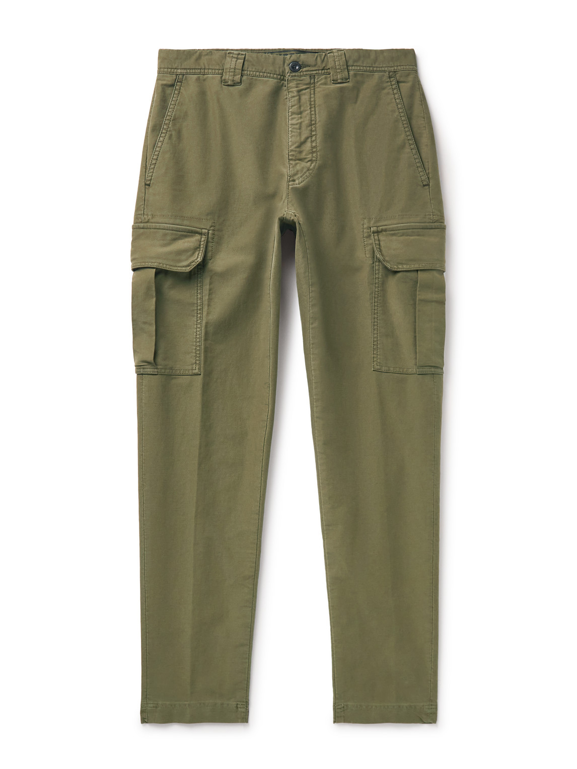 Incotex Tapered Tricochino Cargo Trousers In Green