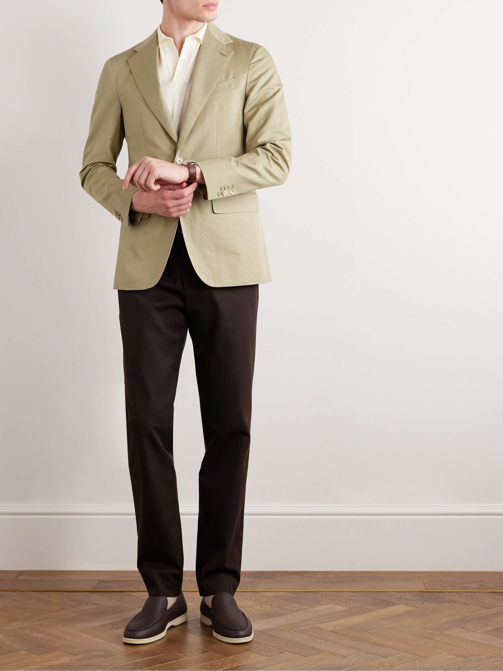 Aida Slim-Fit Cropped Cotton and Linen-Blend Suit Jacket