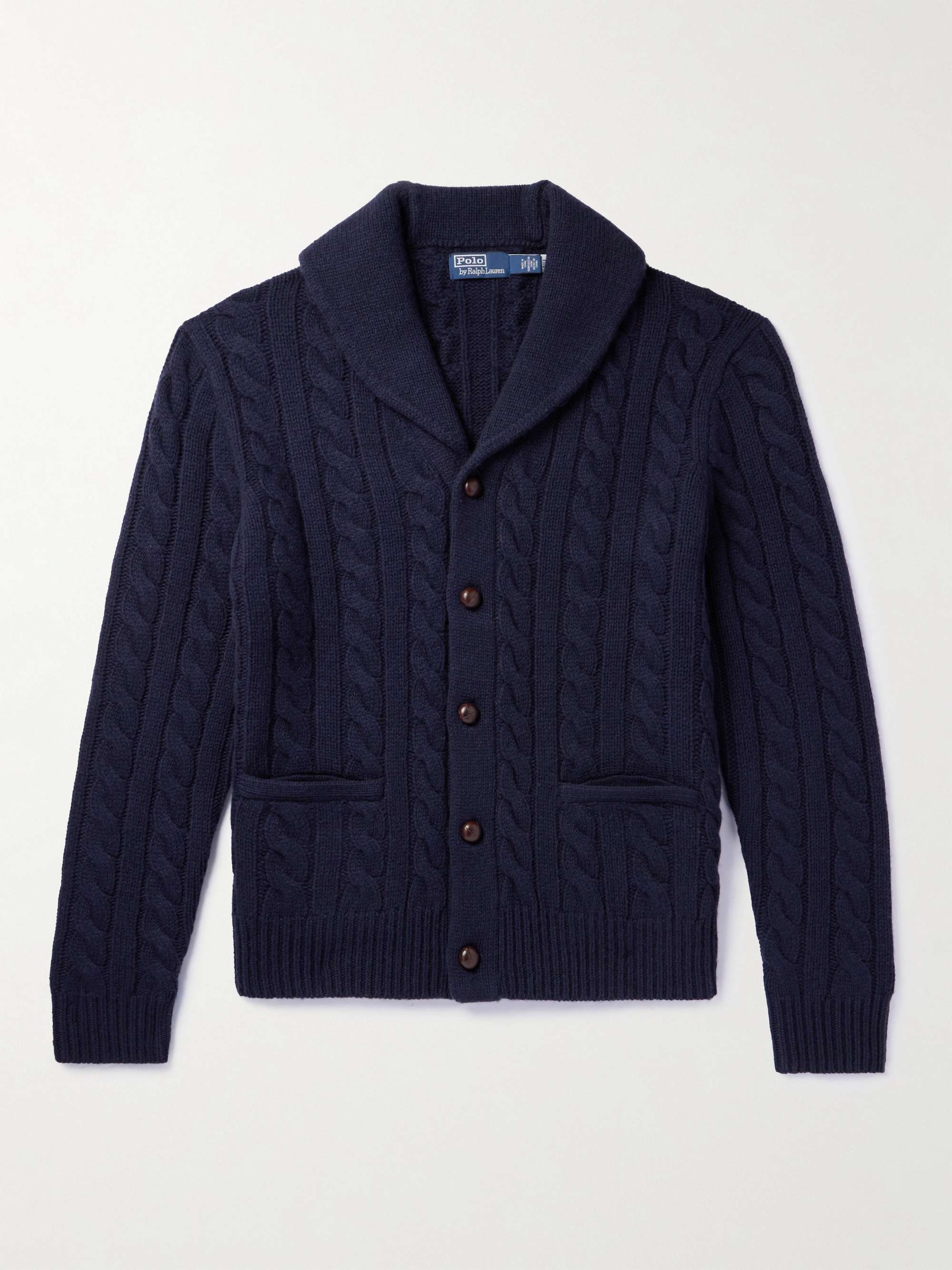 POLO RALPH LAUREN Shawl-Collar Cable-Knit Wool and Cashmere-Blend Cardigan  for Men | MR PORTER