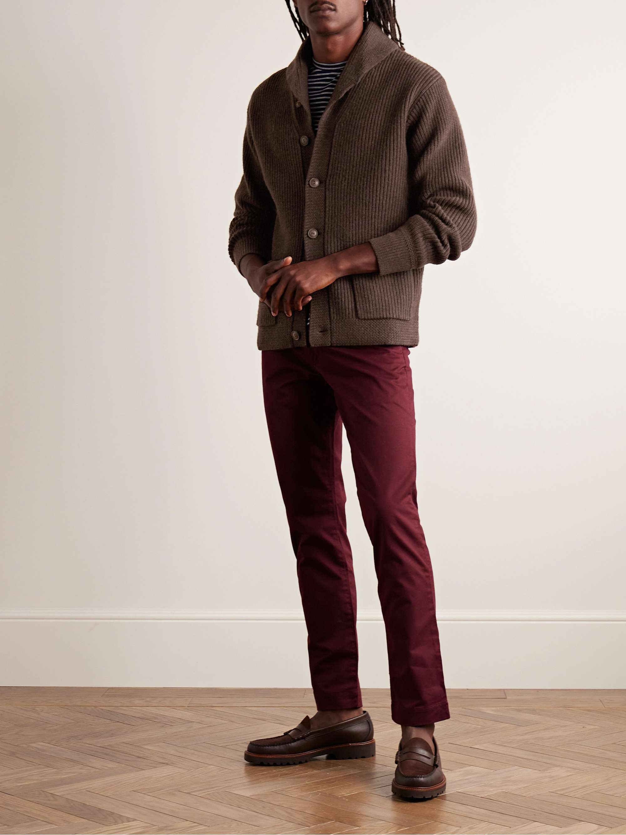 POLO RALPH LAUREN Shawl-Collar Ribbed Wool-Blend Cardigan for Men | MR ...