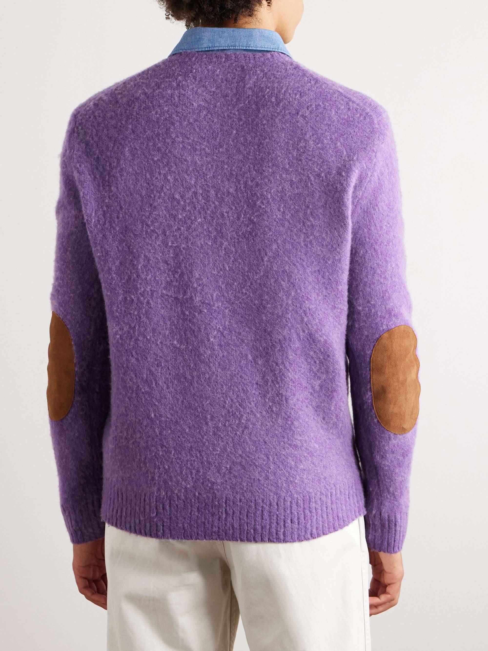 POLO RALPH LAUREN Suede-Trimmed Wool and Cashmere-Blend Sweater for Men ...