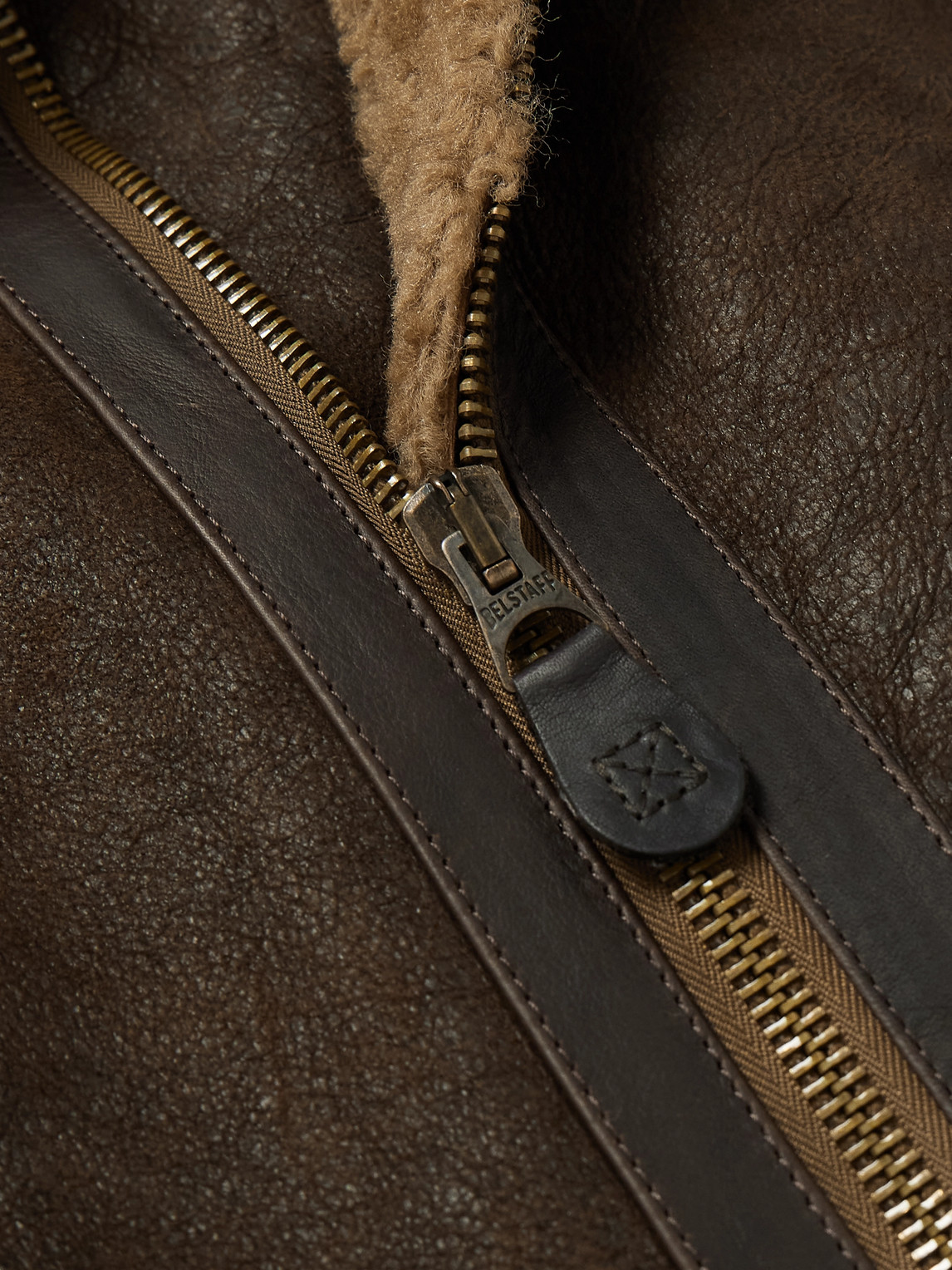 BELSTAFF WILDER SHEARLING-TRIMMED LEATHER AVIATOR JACKET