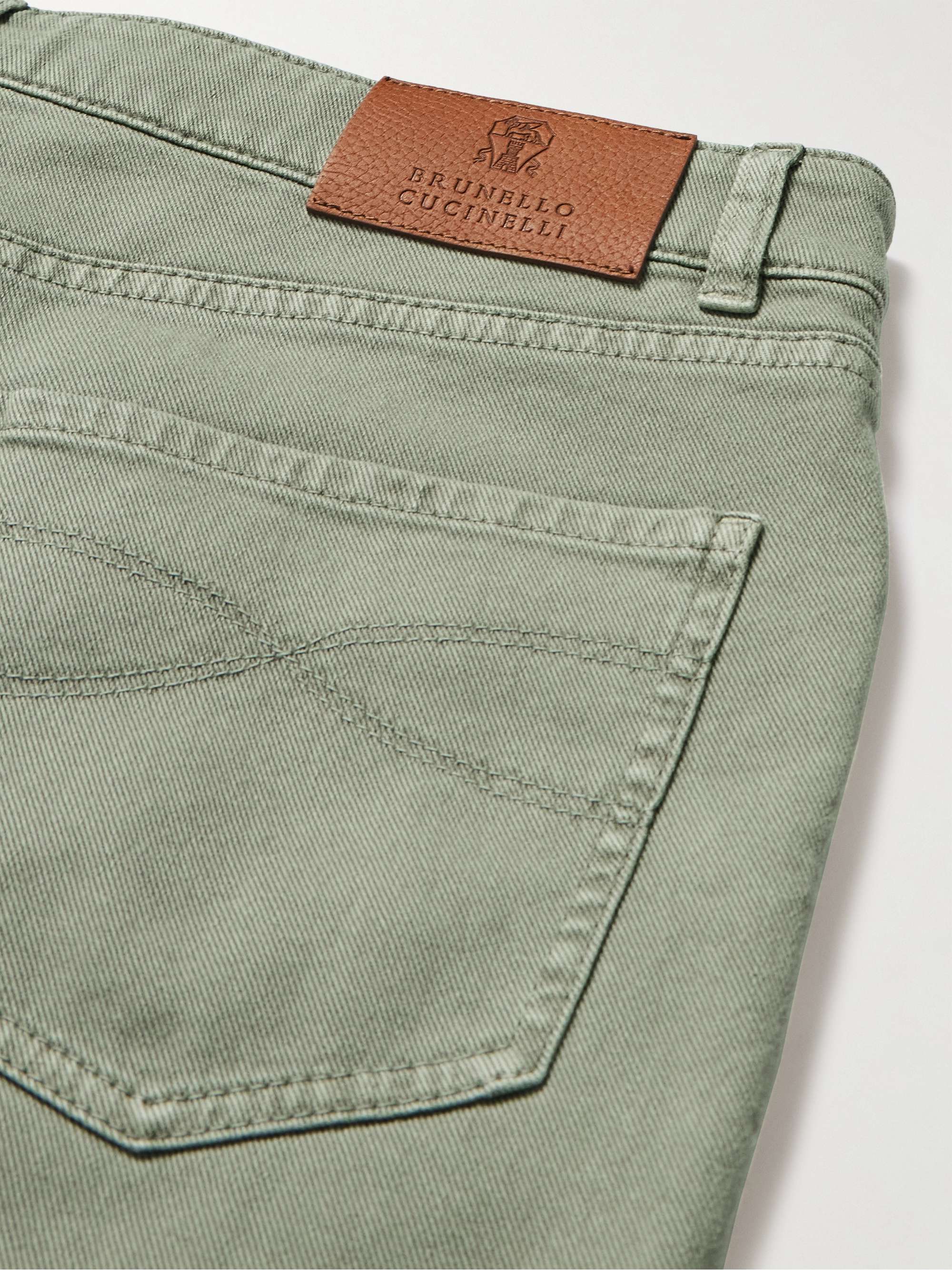 BRUNELLO CUCINELLI Tapered Garment-Dyed Stretch-Cotton Trousers