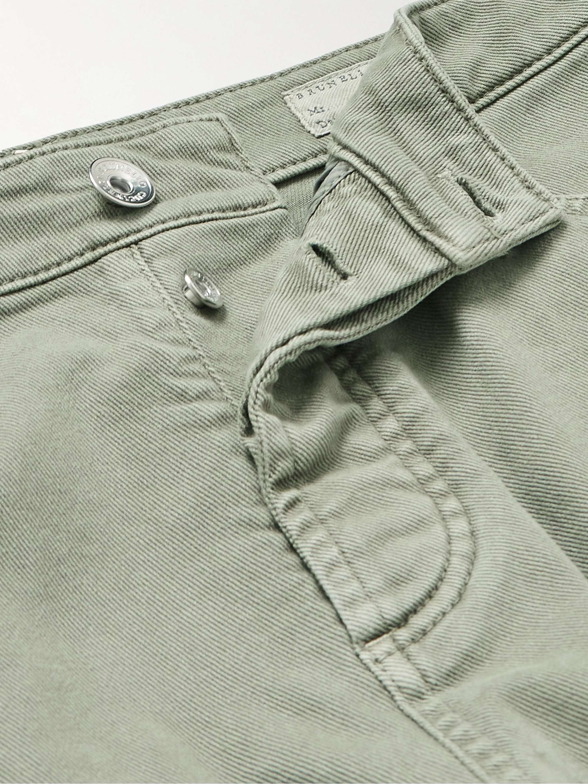 BRUNELLO CUCINELLI Tapered Garment-Dyed Stretch-Cotton Trousers