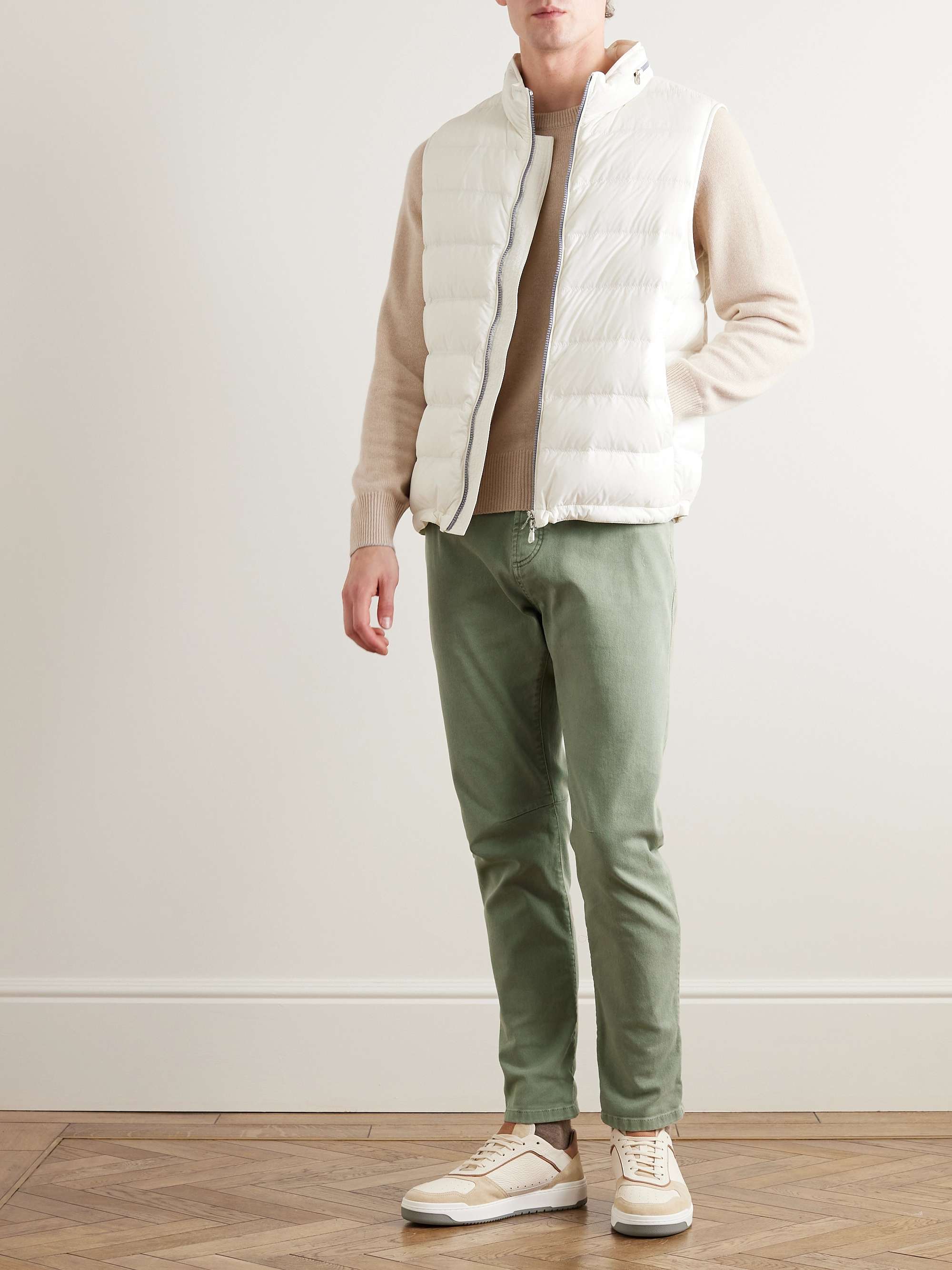 BRUNELLO CUCINELLI Tapered Garment-Dyed Stretch-Cotton Trousers