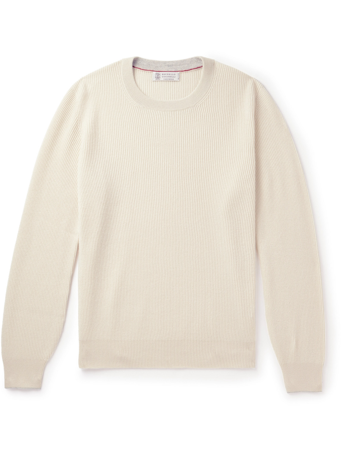 Brunello Cucinelli Ribbed Cashmere Sweater In Neutrals