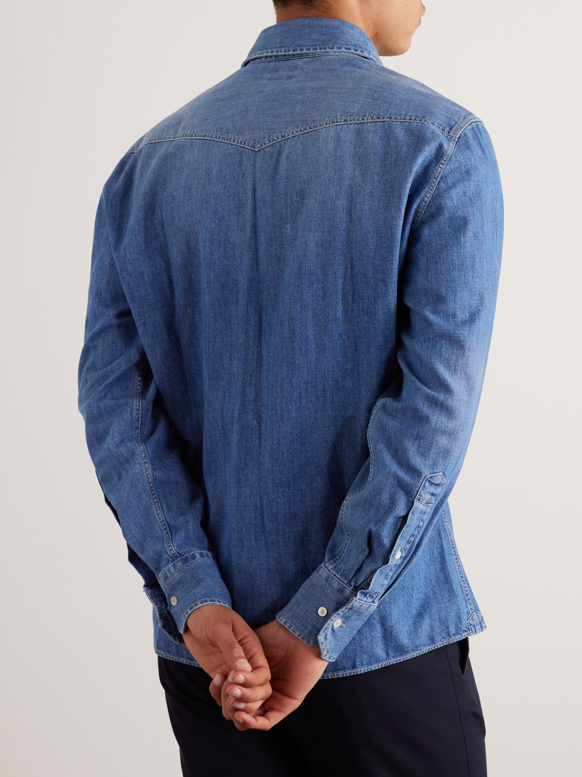 Shop Brunello Cucinelli Denim Shirt In Blue