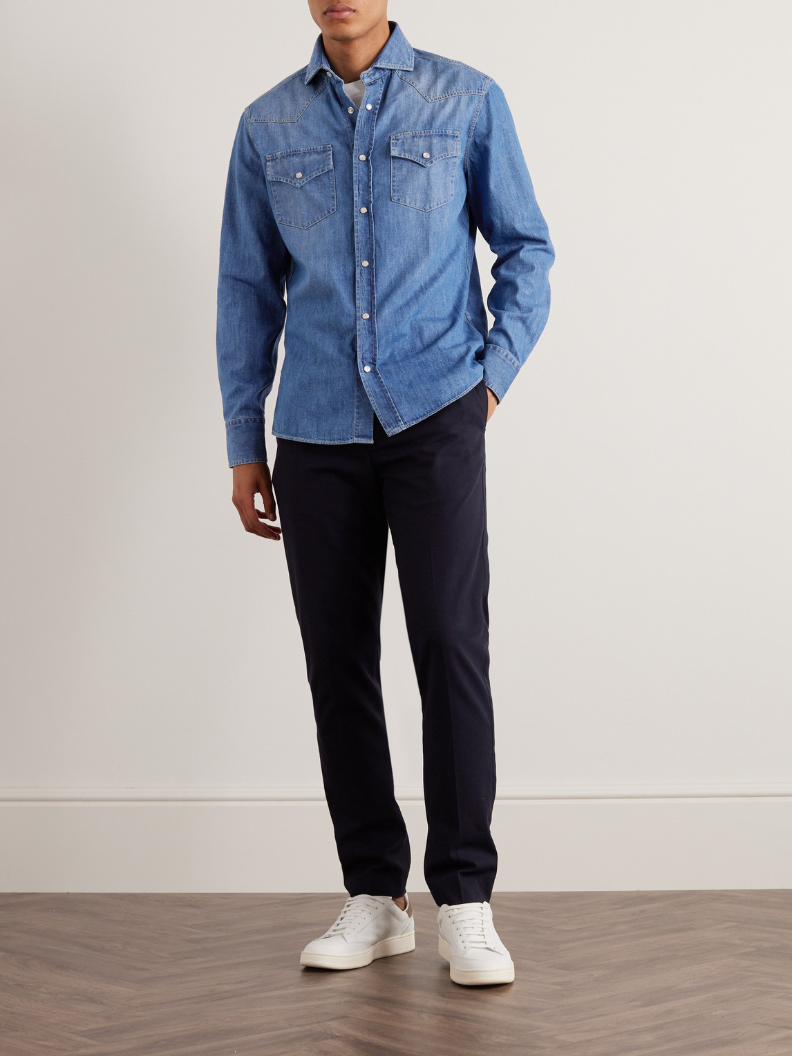 Shop Brunello Cucinelli Denim Shirt In Blue