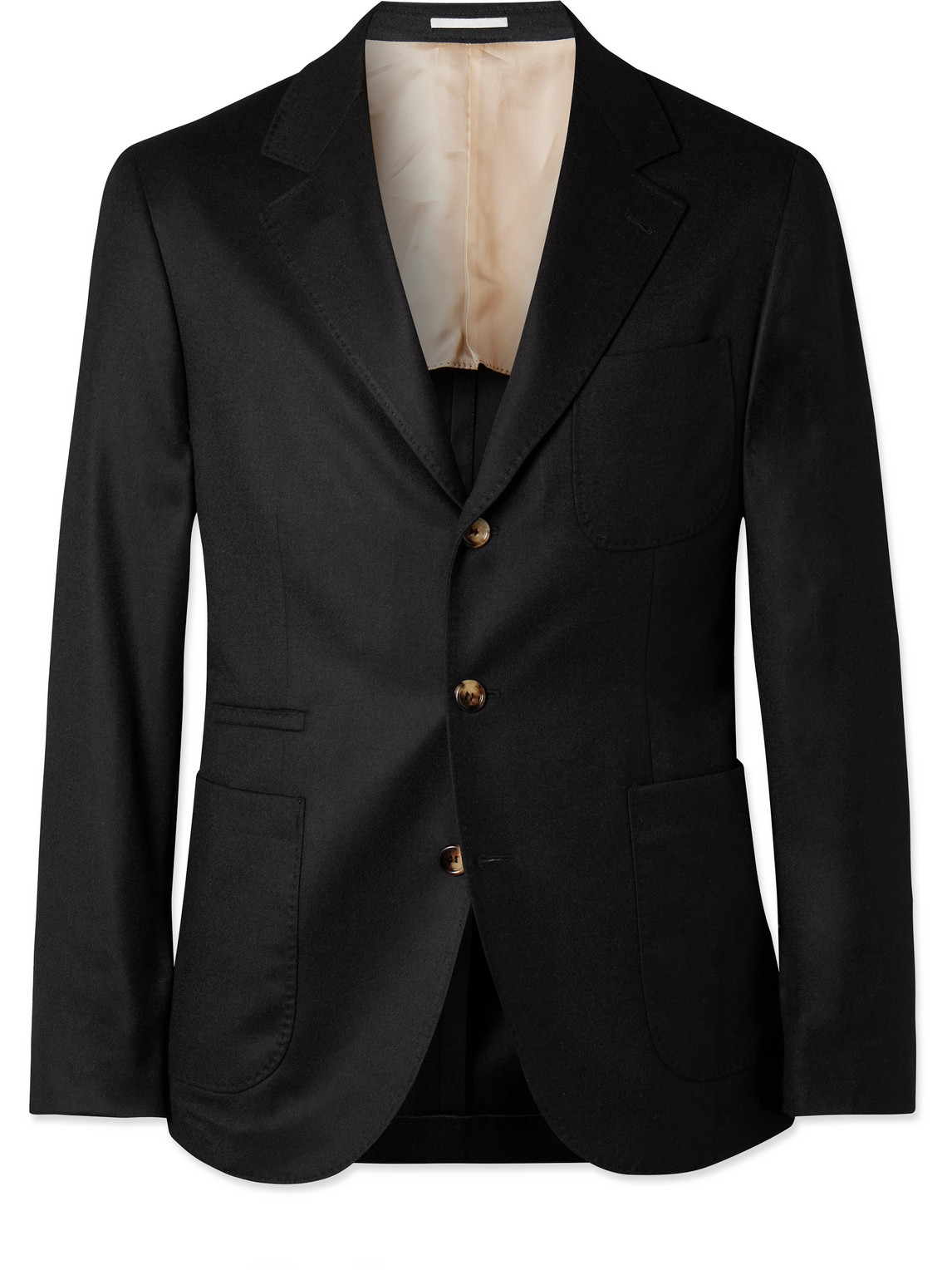Brunello Cucinelli Unstructured Virgin Wool-flannel Blazer In Black