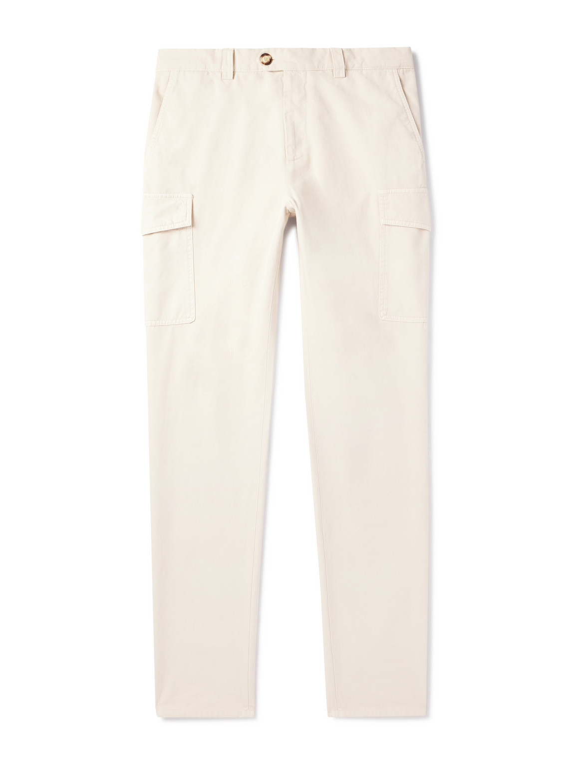 Brunello Cucinelli Straight-leg Cotton-gabardine Cargo Trousers In Neutrals