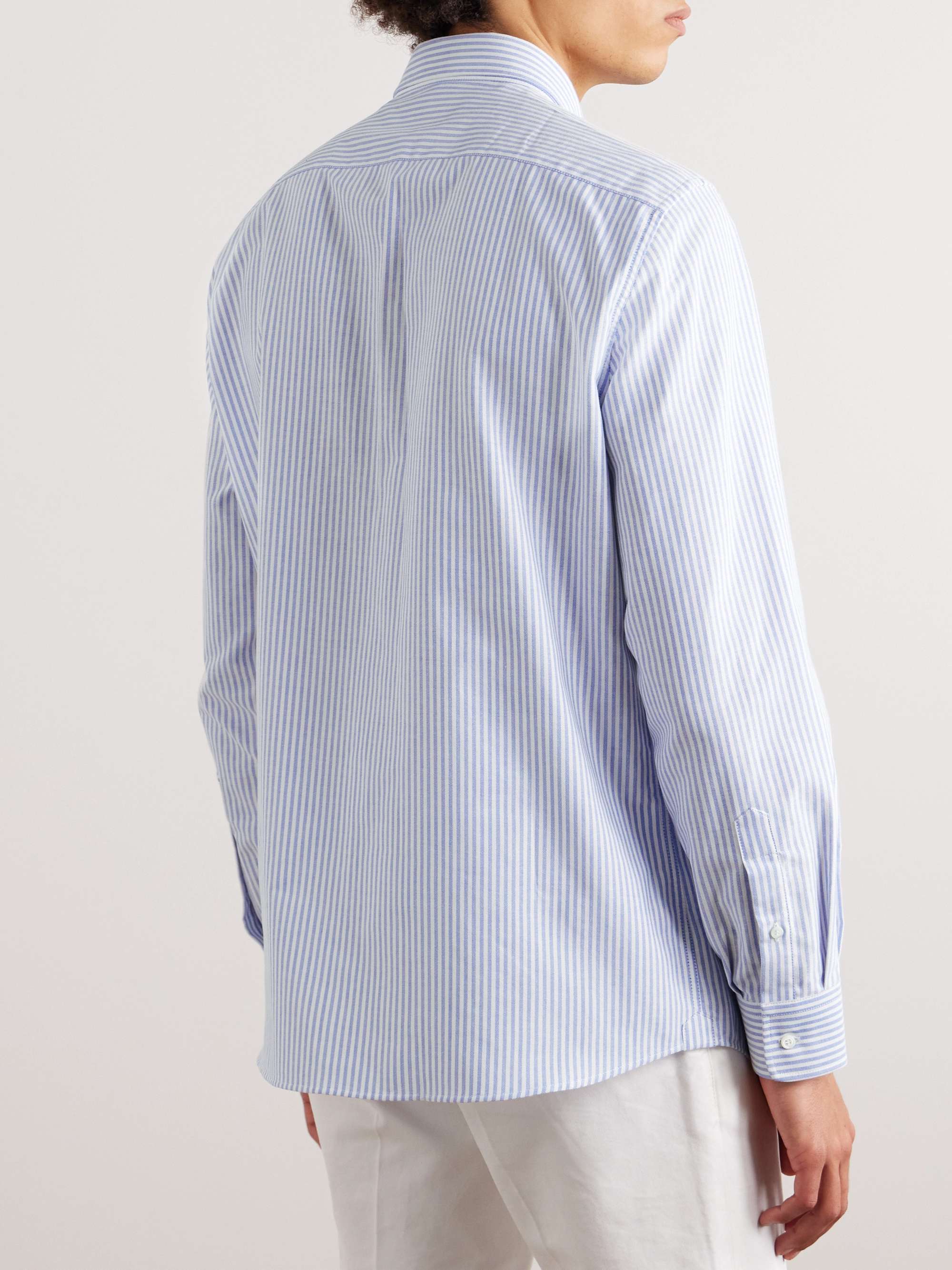 BRUNELLO CUCINELLI Button-Down Collar Striped Cotton Oxford Shirt for ...