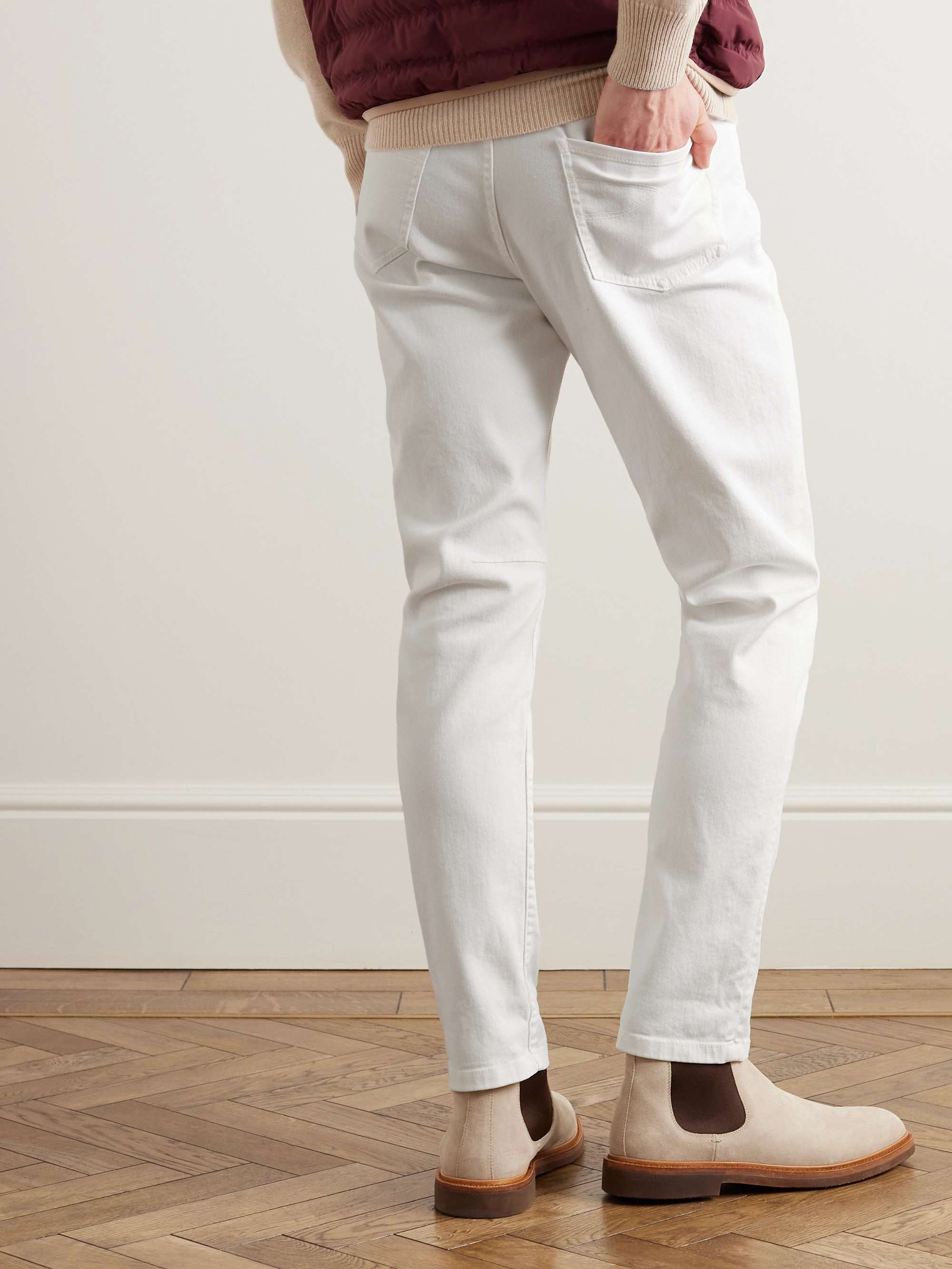 BRUNELLO CUCINELLI Tapered Garment-Dyed Stretch-Cotton Trousers