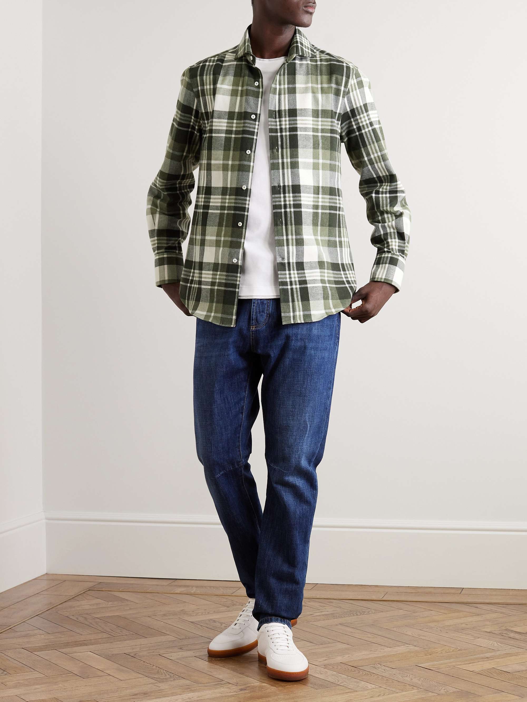 BRUNELLO CUCINELLI Checked Cotton-Flannel Shirt for Men | MR PORTER