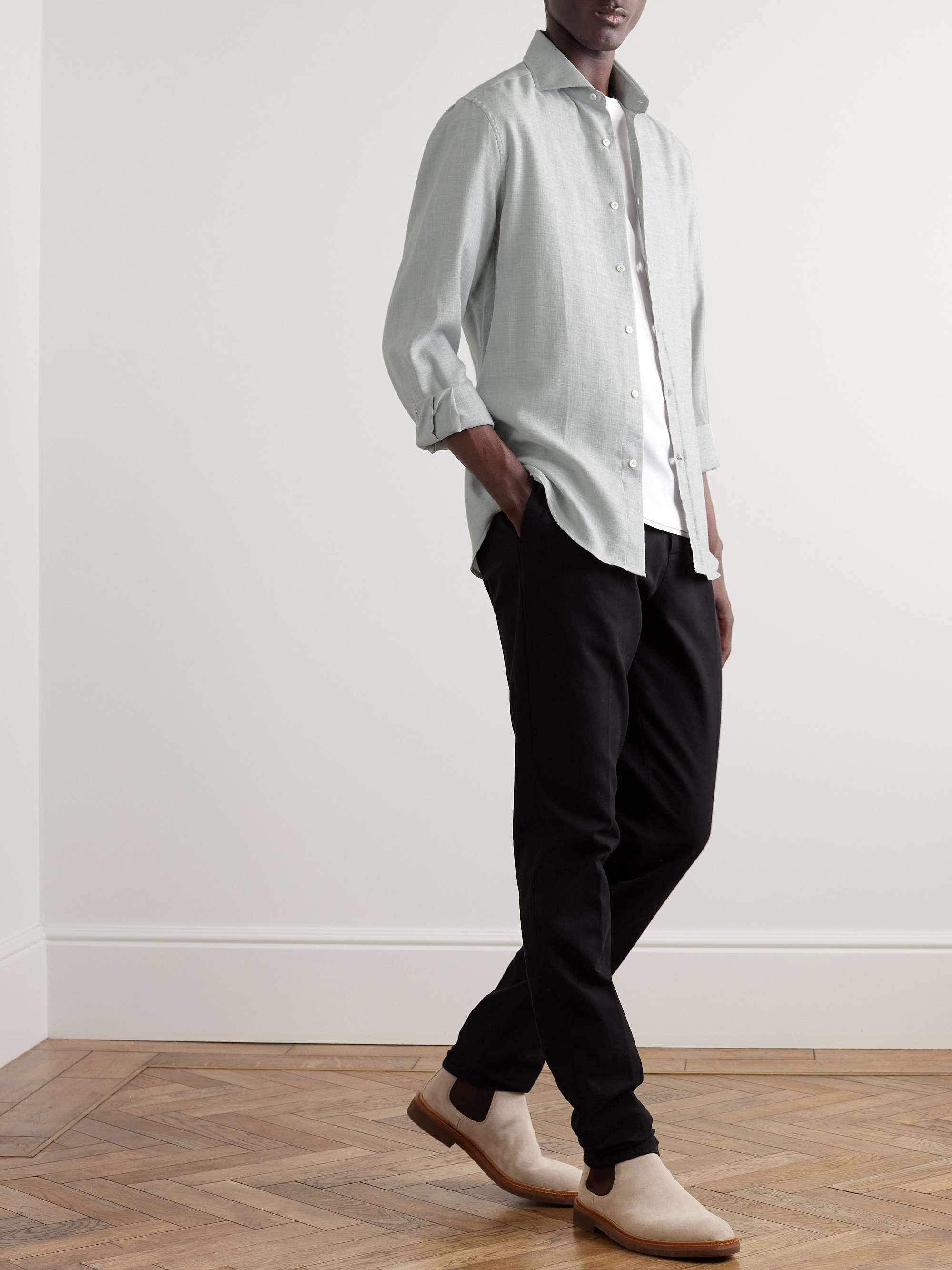 BRUNELLO CUCINELLI Cotton and Cashmere-Blend Twill Shirt