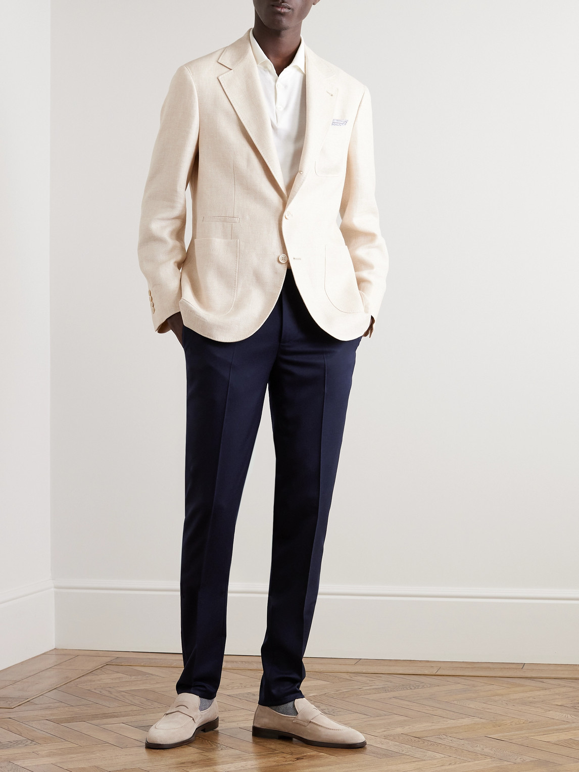 Shop Brunello Cucinelli Slim-fit Tapered Virgin Wool Trousers In Blue
