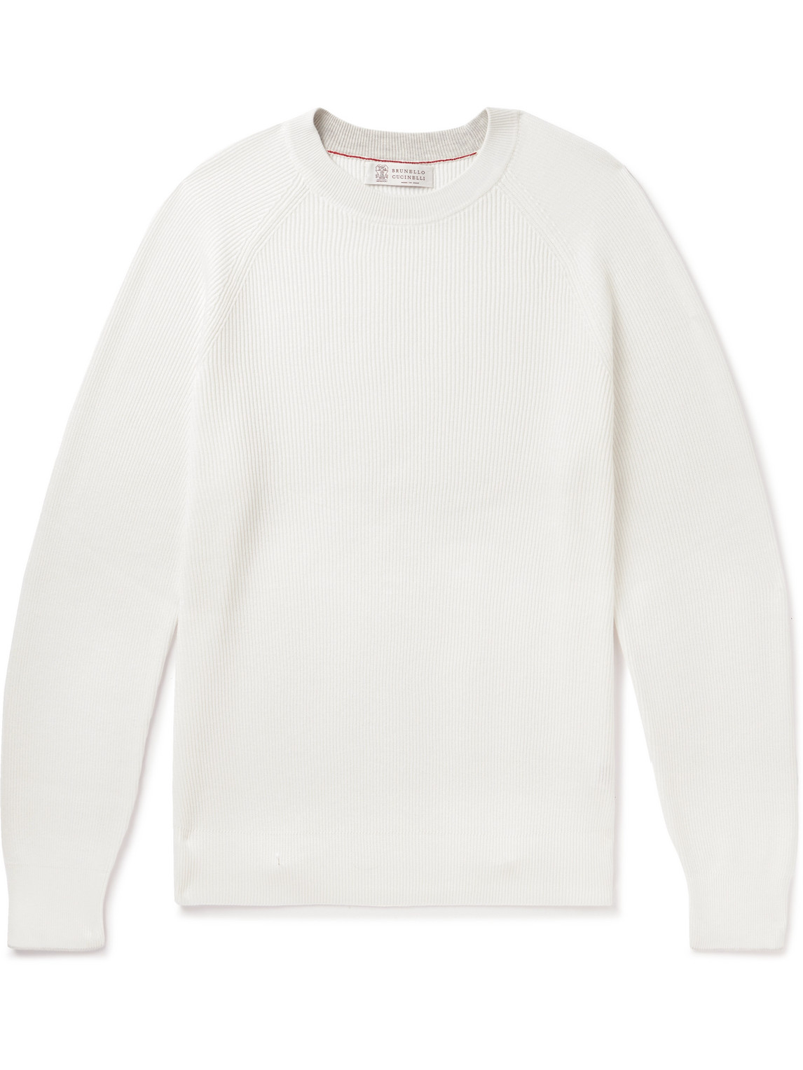 Brunello Cucinelli Ribbed Cotton Sweater In White