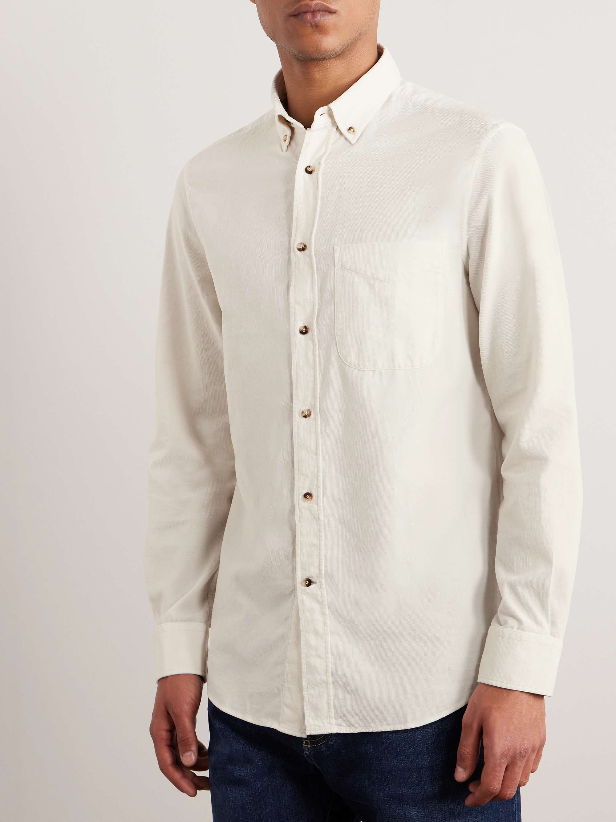BRUNELLO CUCINELLI Button-Down Collar Cotton-Needlecord Shirt