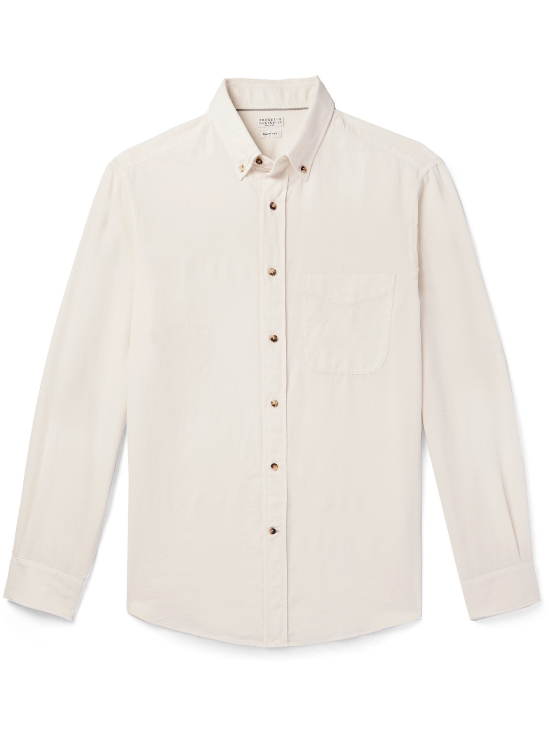 Brunello Cucinelli Button-down Collar Cotton-corduroy Shirt In Neutrals