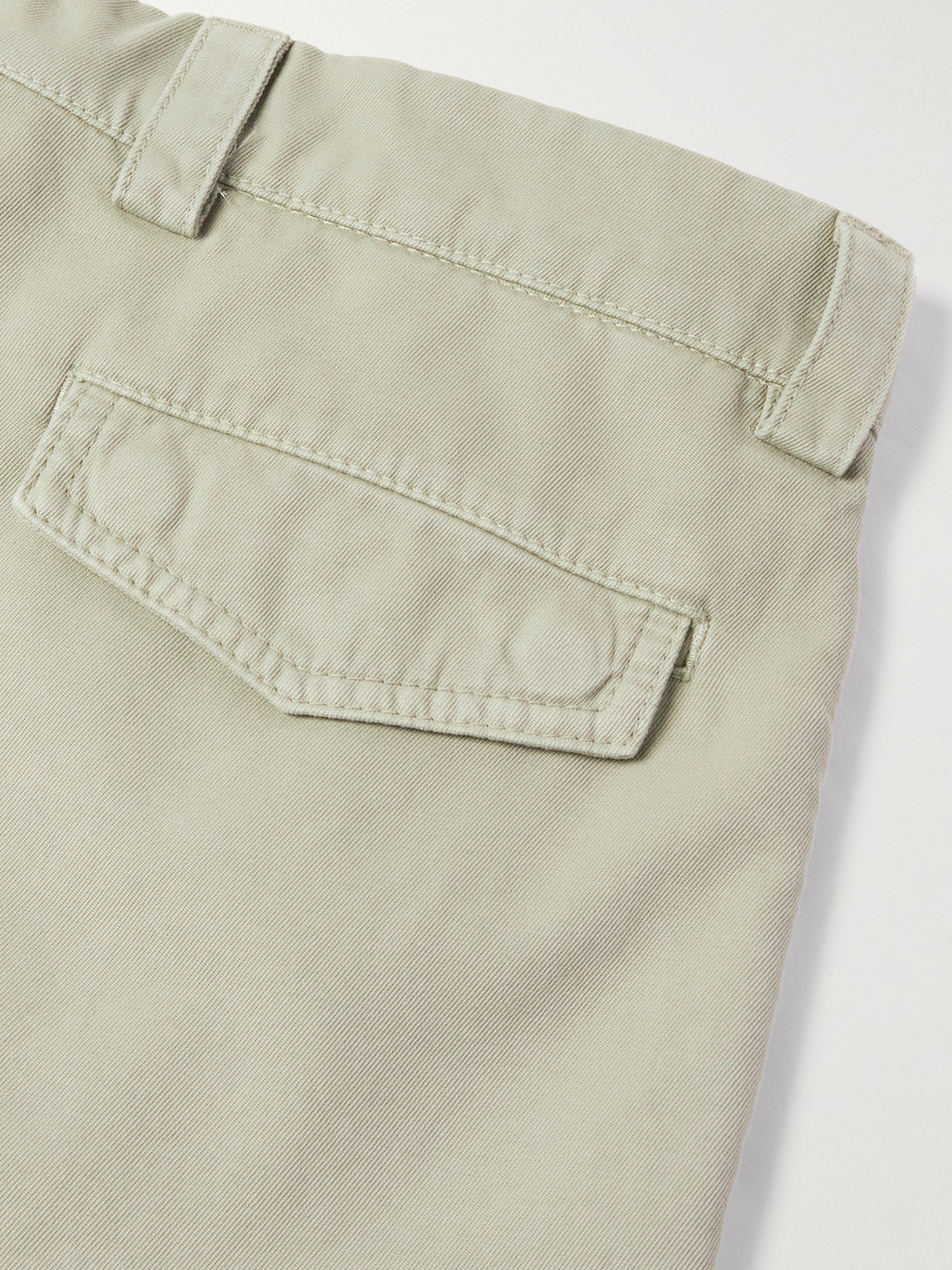 Shop Brunello Cucinelli Straight-leg Cotton-gabardine Cargo Trousers In Green
