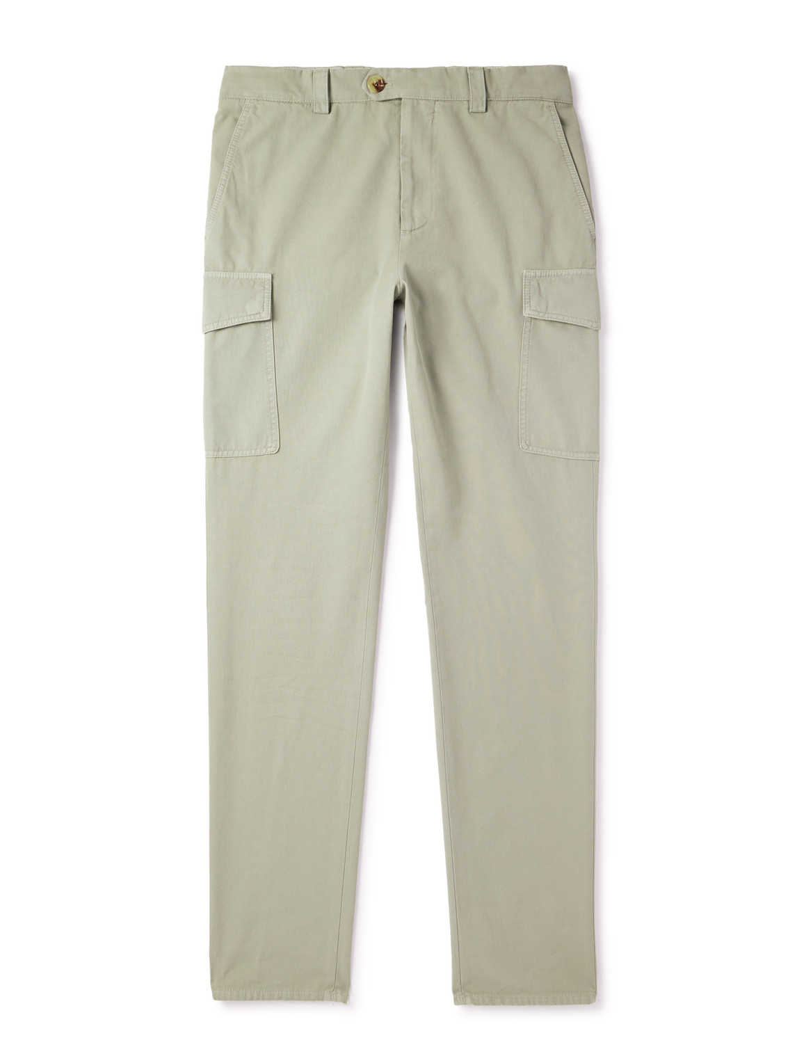 Brunello Cucinelli Straight-leg Cotton-gabardine Cargo Trousers In Green