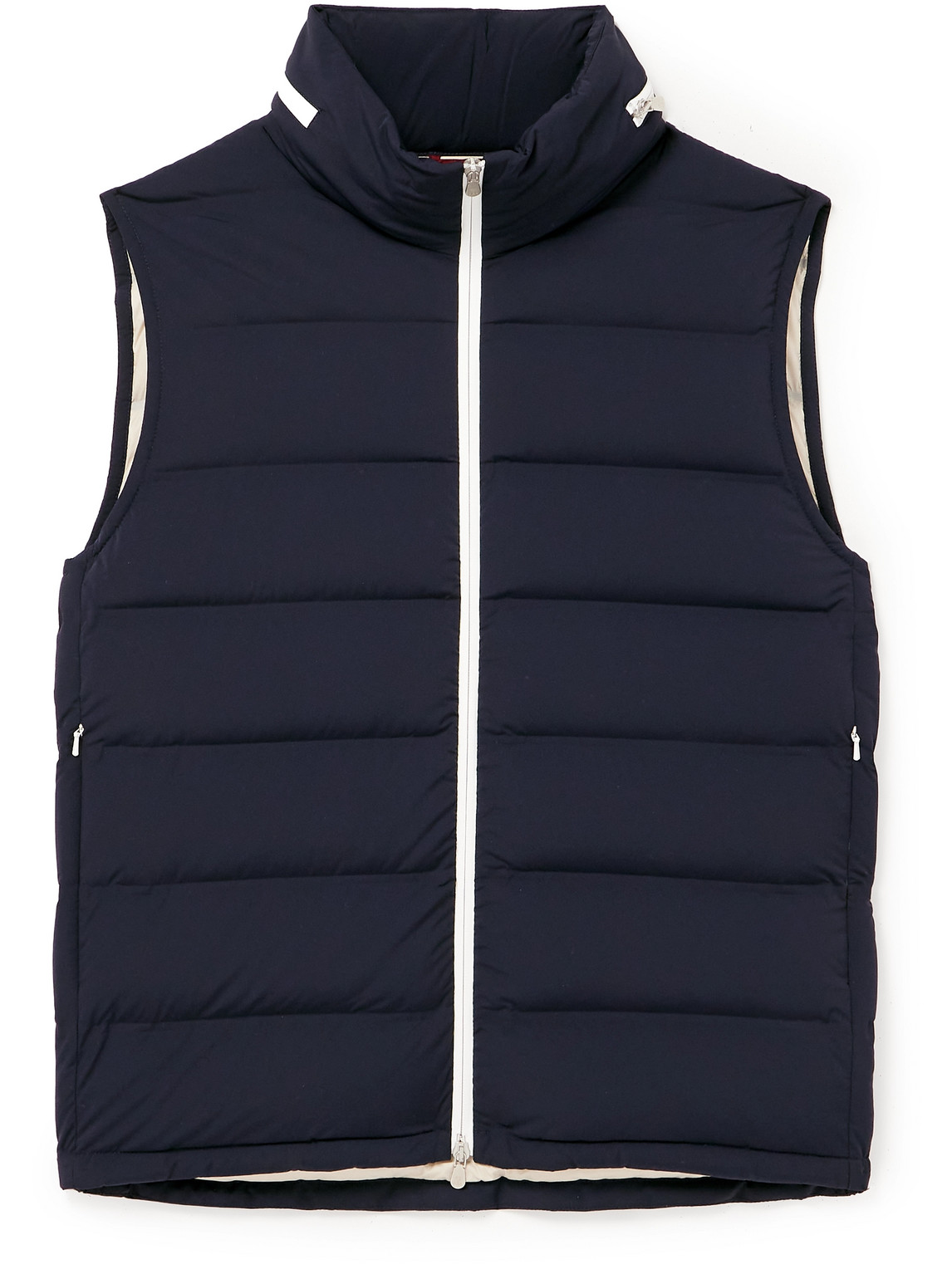 Brunello Cucinelli Quilted Shell Hooded Down Gilet In Blue
