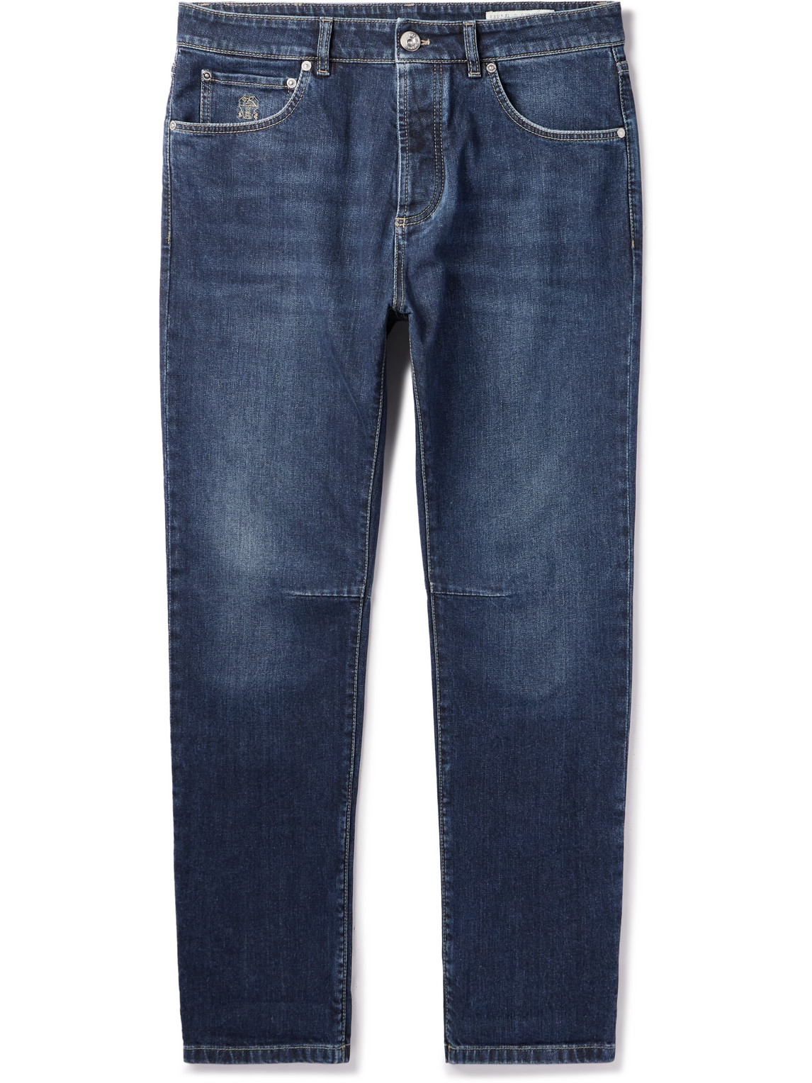Brunello Cucinelli Denim Trousers Washed Effect In Blue