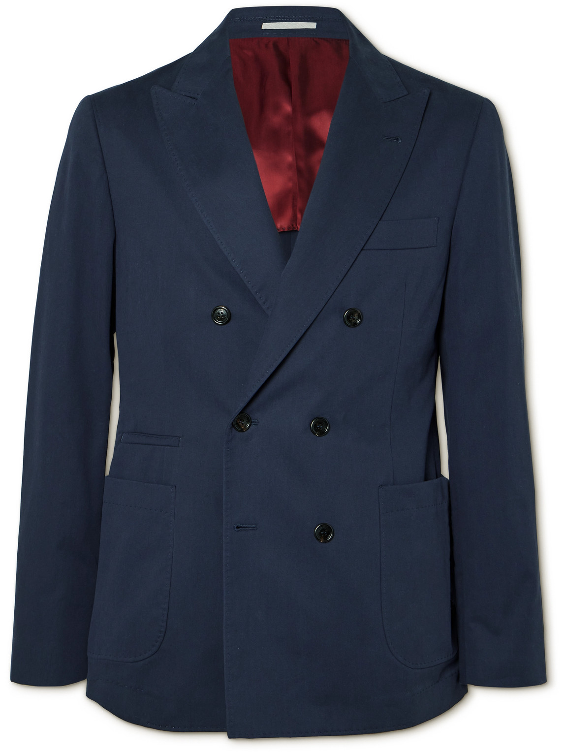 Shop Brunello Cucinelli Stretch-cotton And Cashmere-blend Twill Double-breasted Suit Jacket In Blue