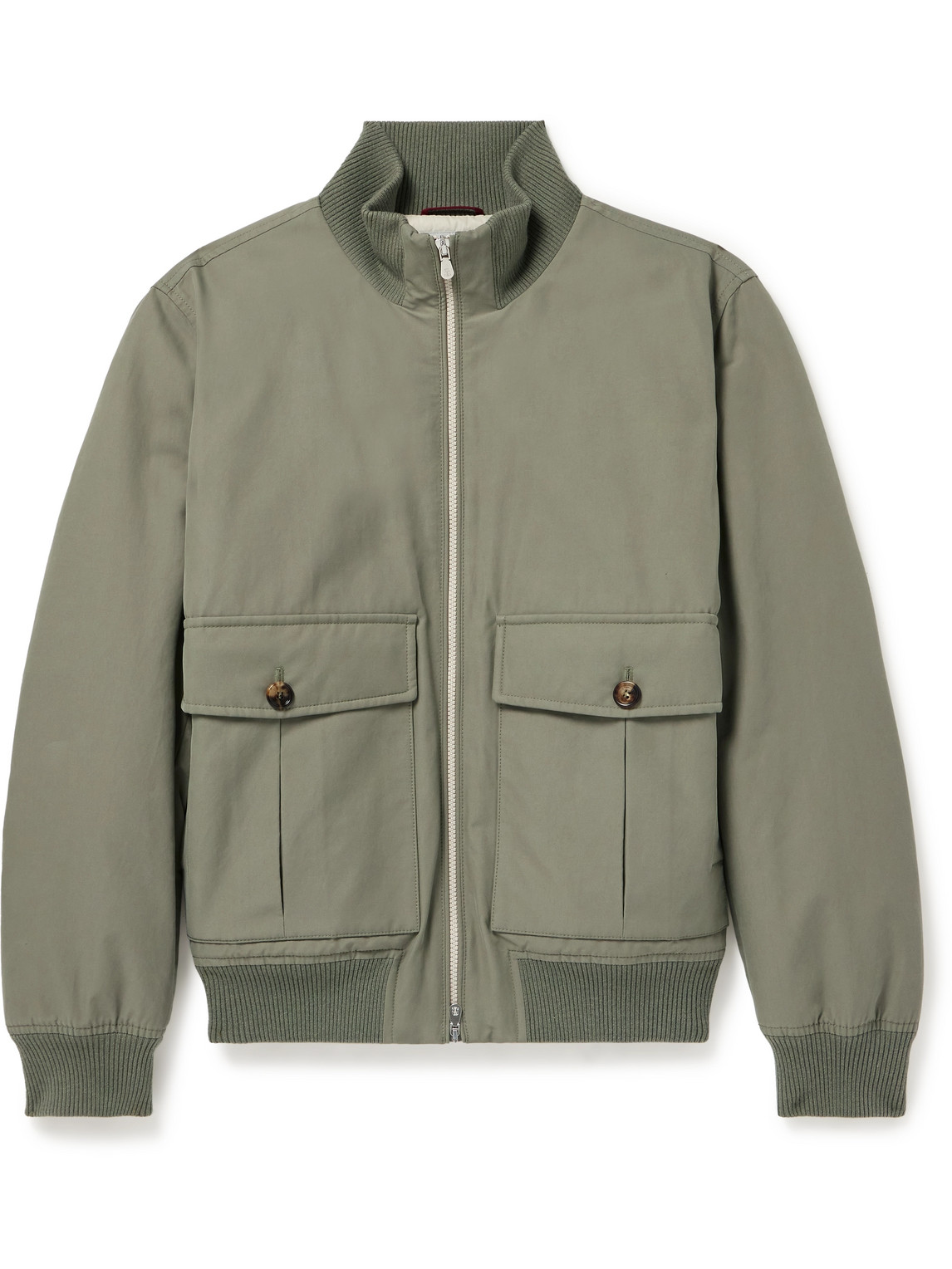 Brunello Cucinelli Padded Cotton-blend Bomber Jacket In Green