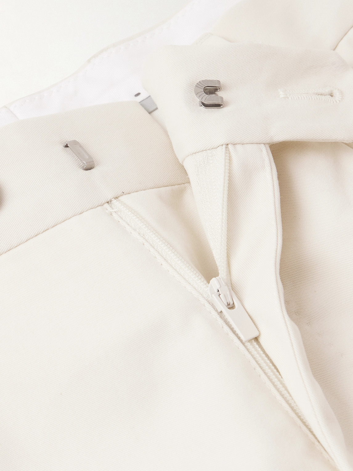 Shop Brunello Cucinelli Straight-leg Pleated Cotton-blend Twill Suit Trousers In Neutrals