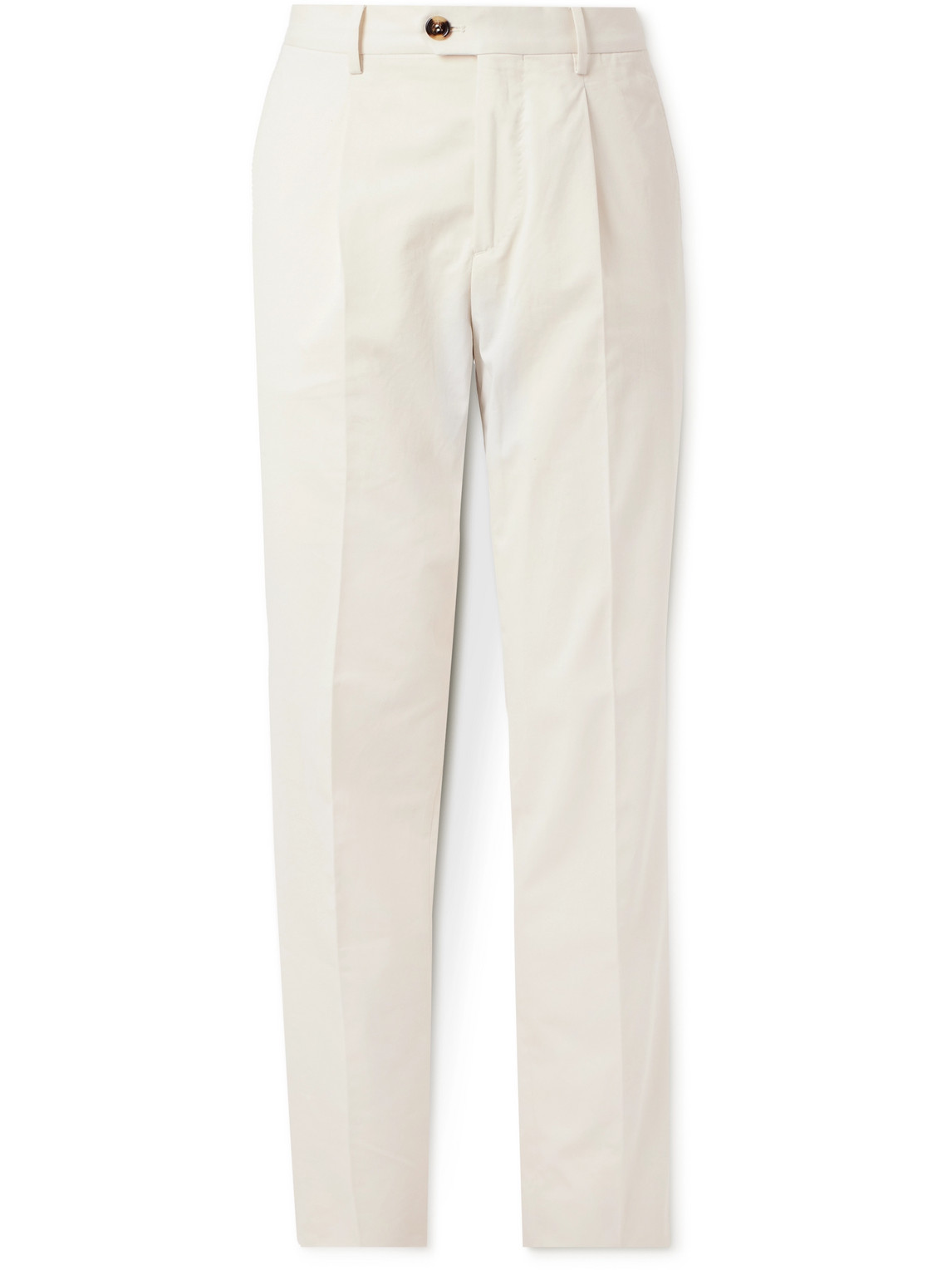 Brunello Cucinelli Straight-leg Pleated Cotton-blend Twill Suit Trousers In Neutrals