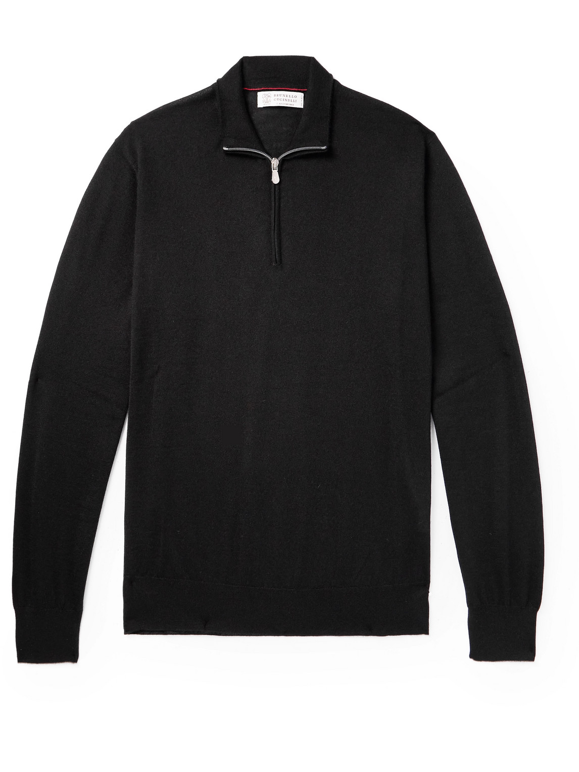 Shop Brunello Cucinelli Cashmere And Silk-blend Half-zip Sweater In Black