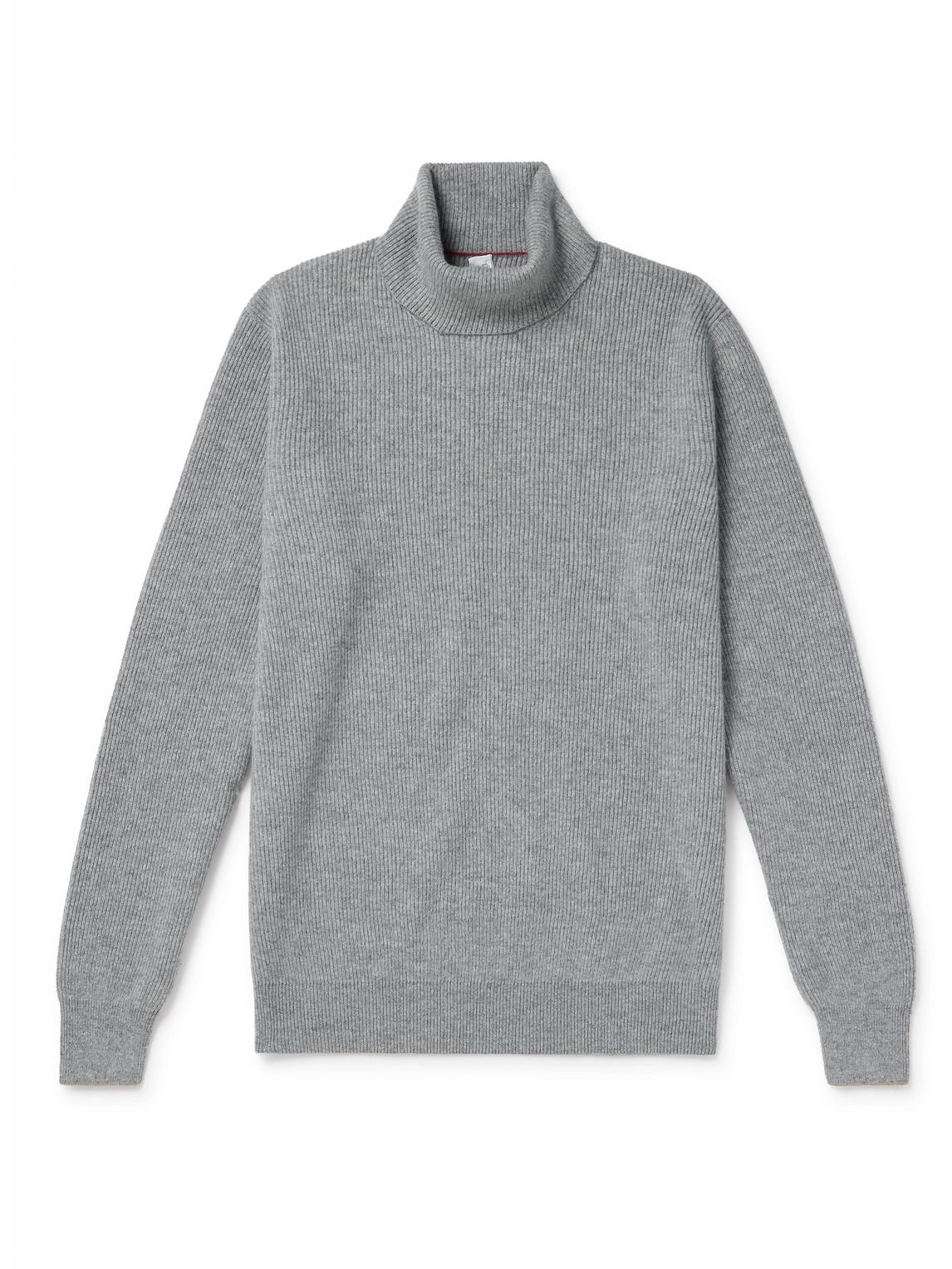 Brunello Cucinelli Ribbed Cashmere Rollneck Sweater In Gray